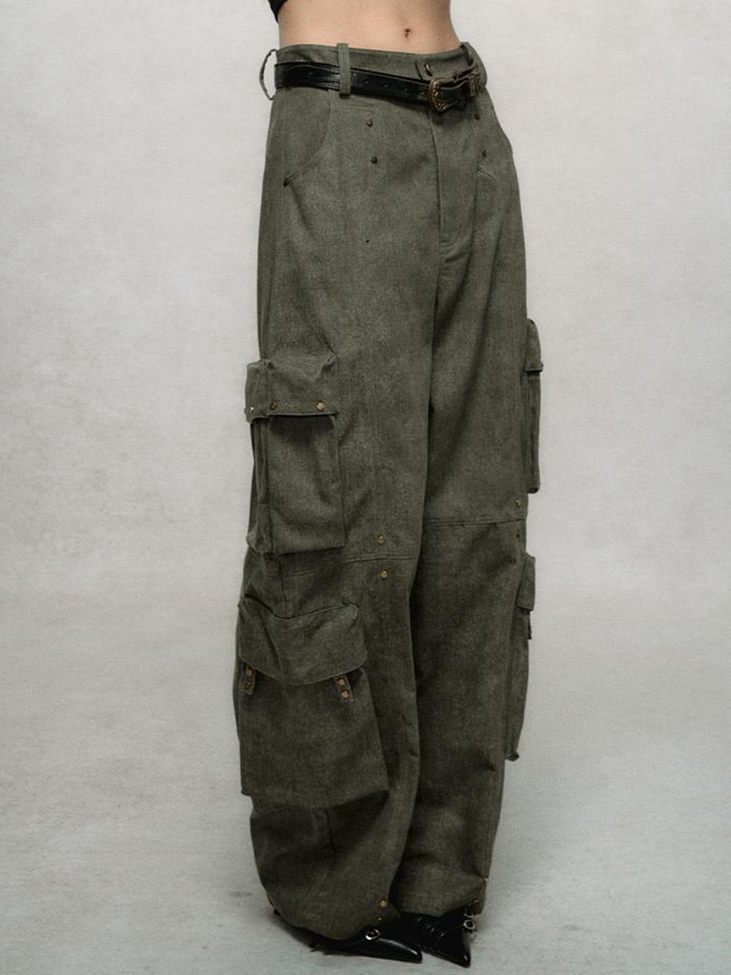 AnnoMundi Rivet Detail Cargo Pants With Punk Retro Style