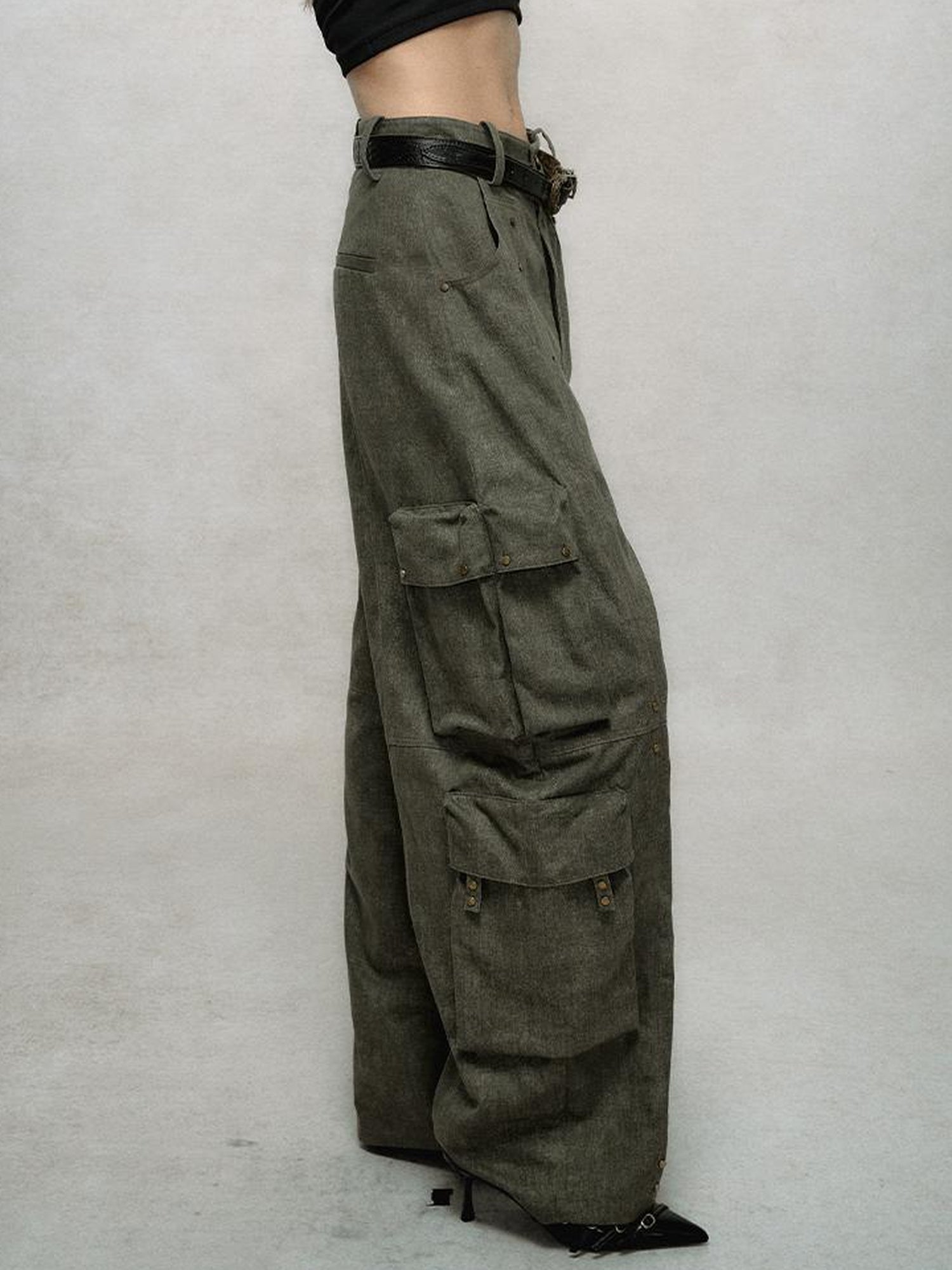 AnnoMundi Rivet Detail Cargo Pants With Punk Retro Style