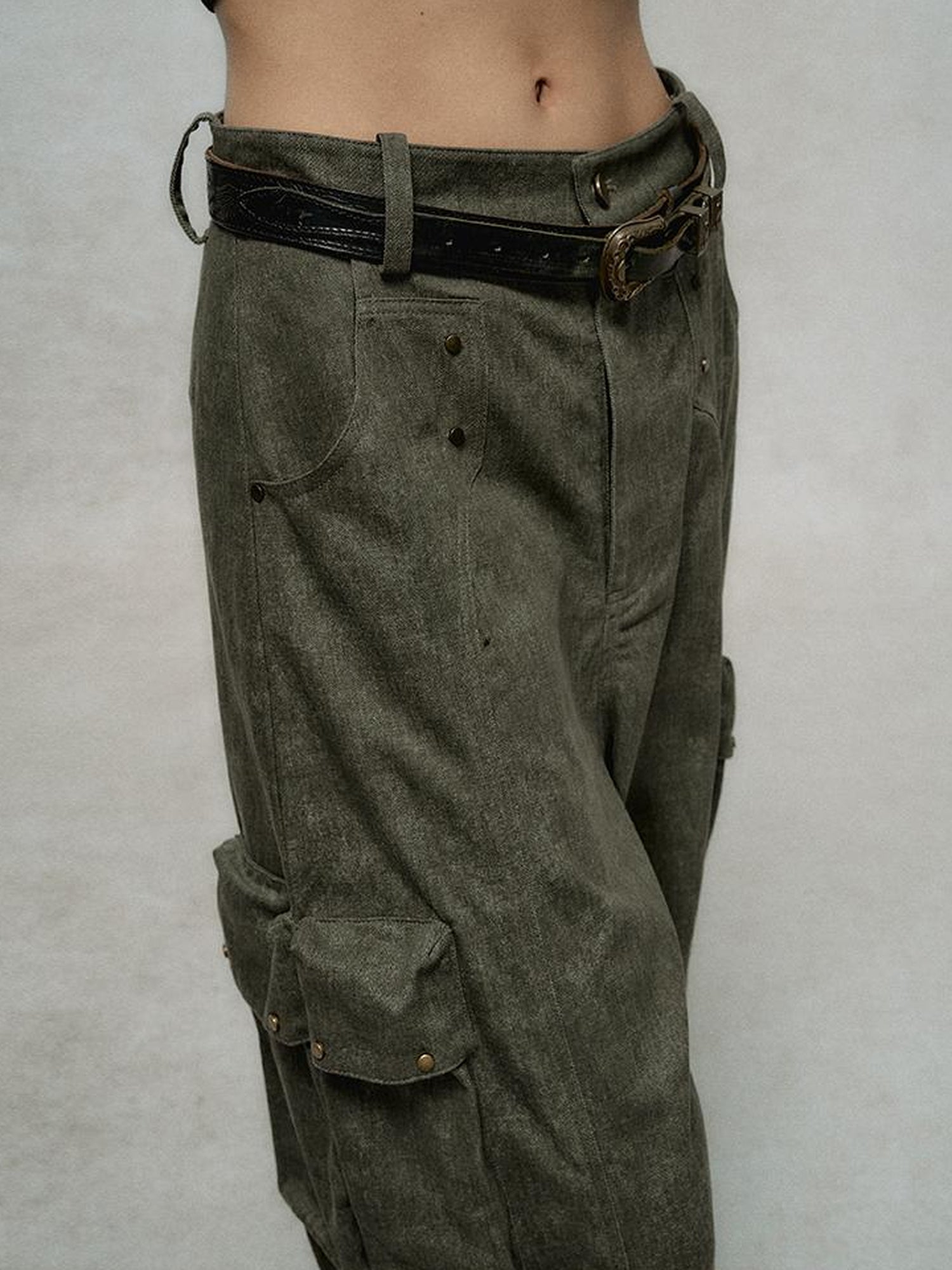 AnnoMundi Rivet Detail Cargo Pants With Punk Retro Style