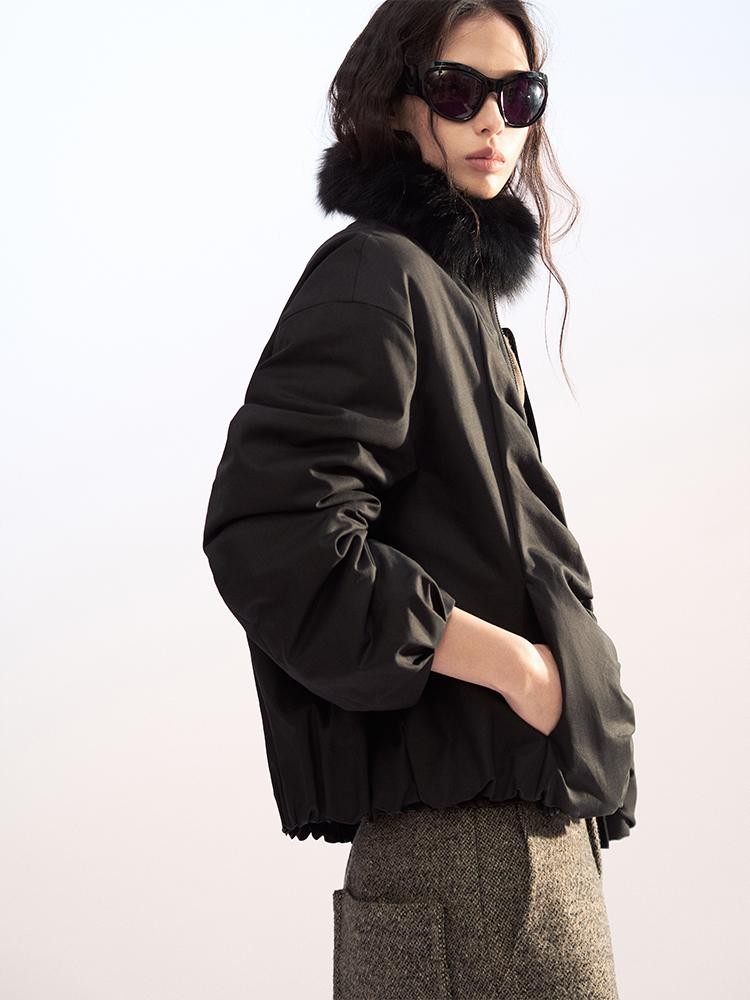 AnnoMundi Ruched Drawstring Zip Up 100 Percent Cotton Women&