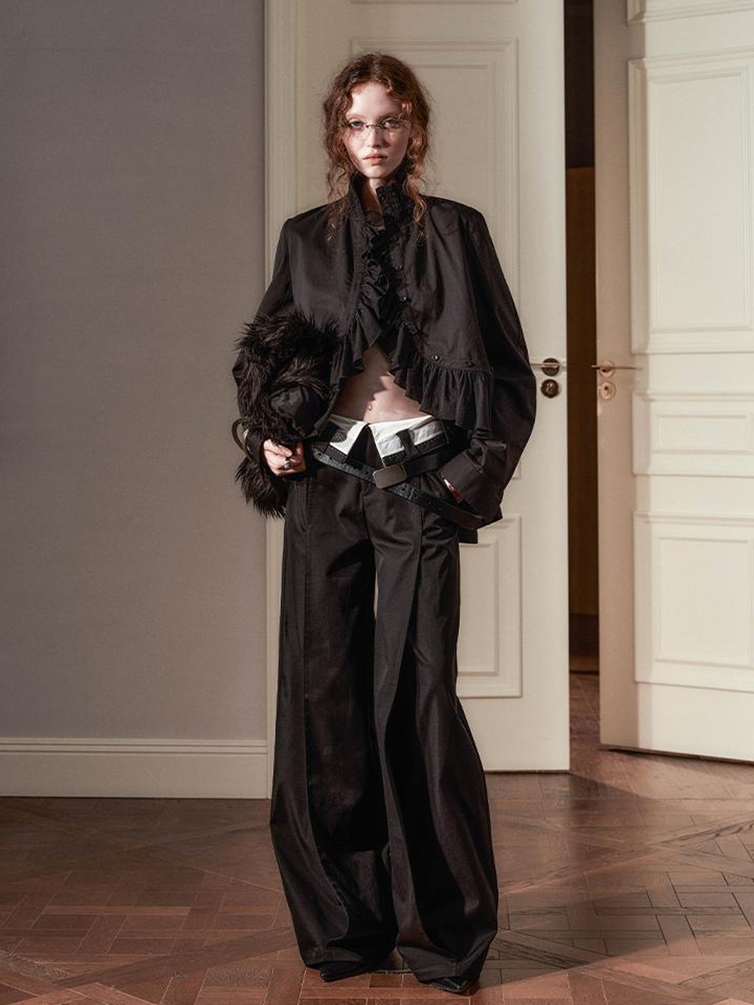 AnnoMundi Sanyu Inspired Flared Trousers With Folded Waist