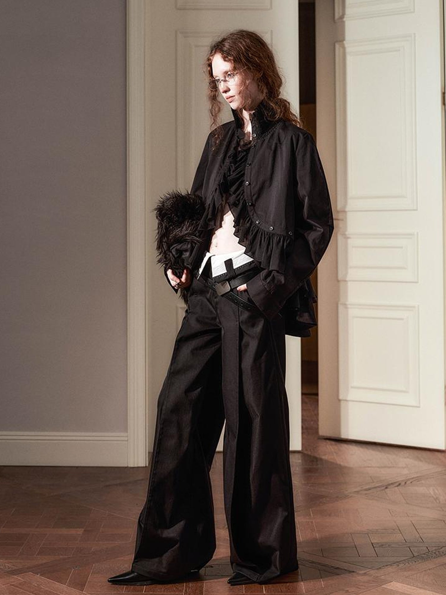 AnnoMundi Sanyu Inspired Flared Trousers With Folded Waist