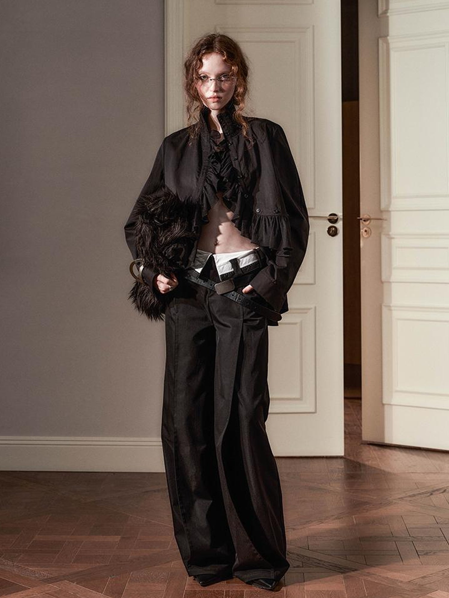 AnnoMundi Sanyu Inspired Flared Trousers With Folded Waist