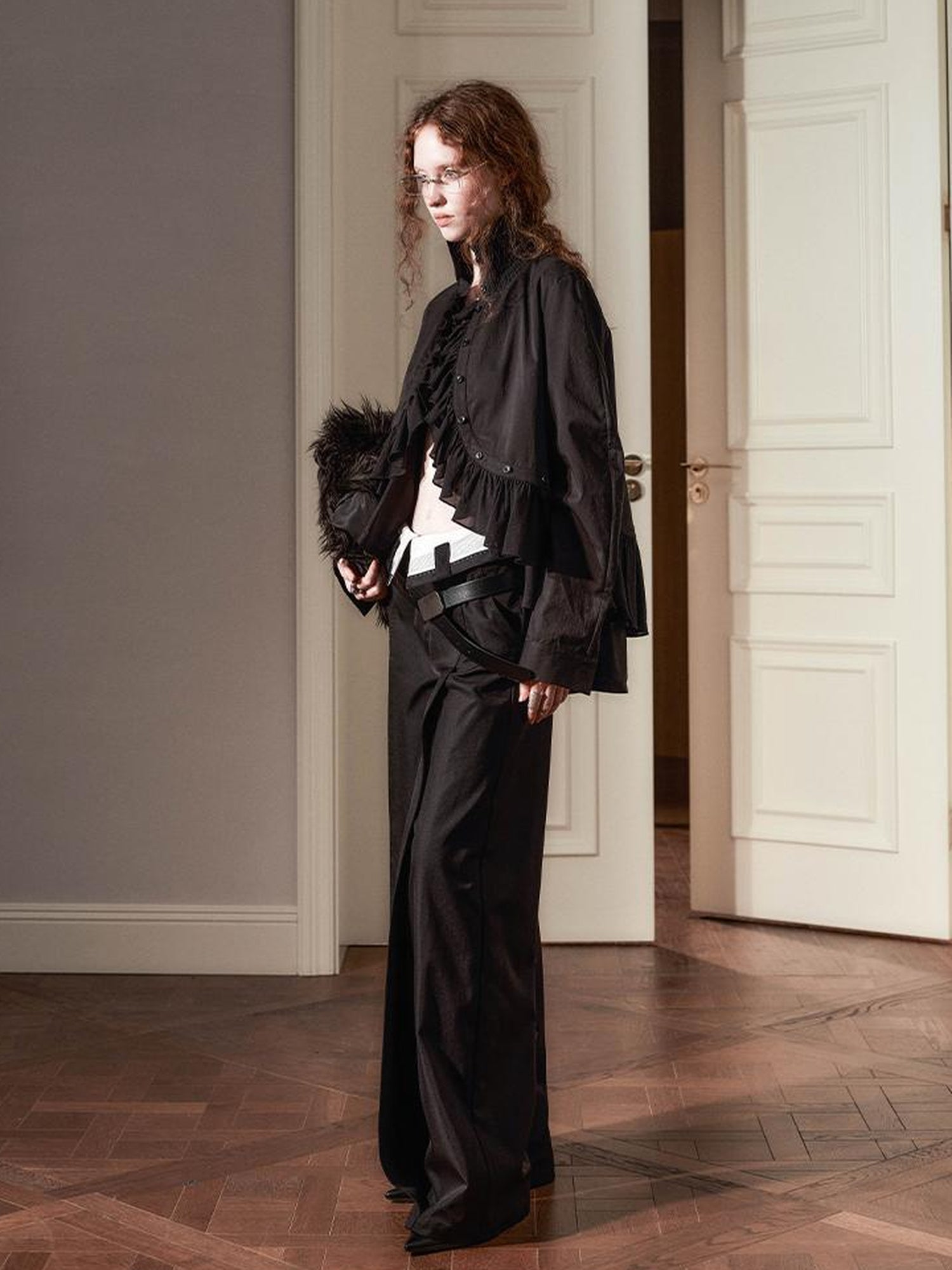 AnnoMundi Sanyu Inspired Flared Trousers With Folded Waist