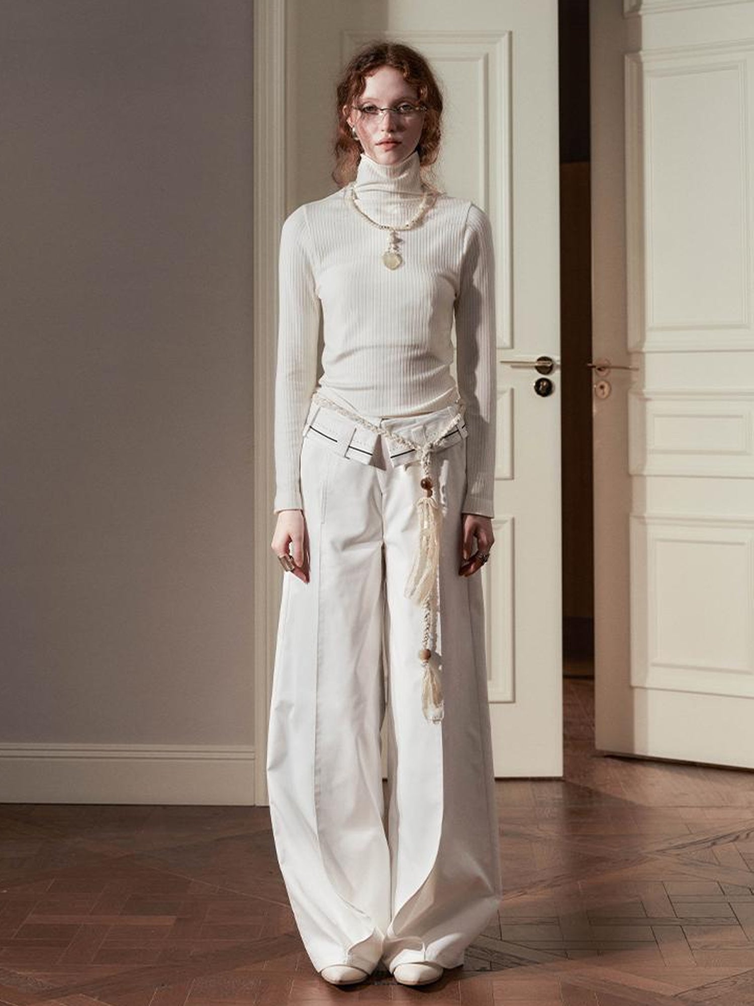 AnnoMundi Sanyu Inspired Flared Trousers With Folded Waist
