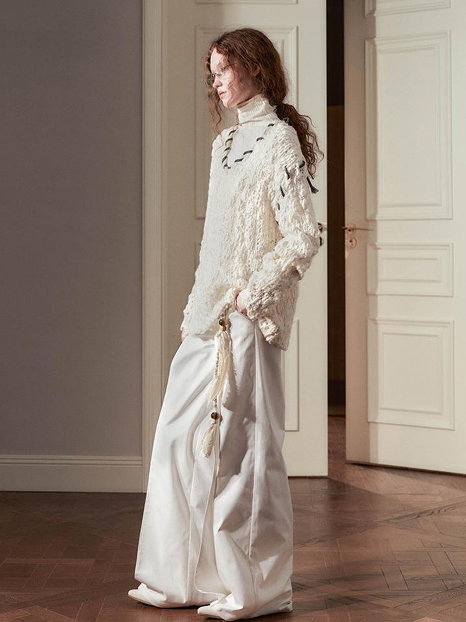 AnnoMundi Sanyu Inspired Flared Trousers With Folded Waist