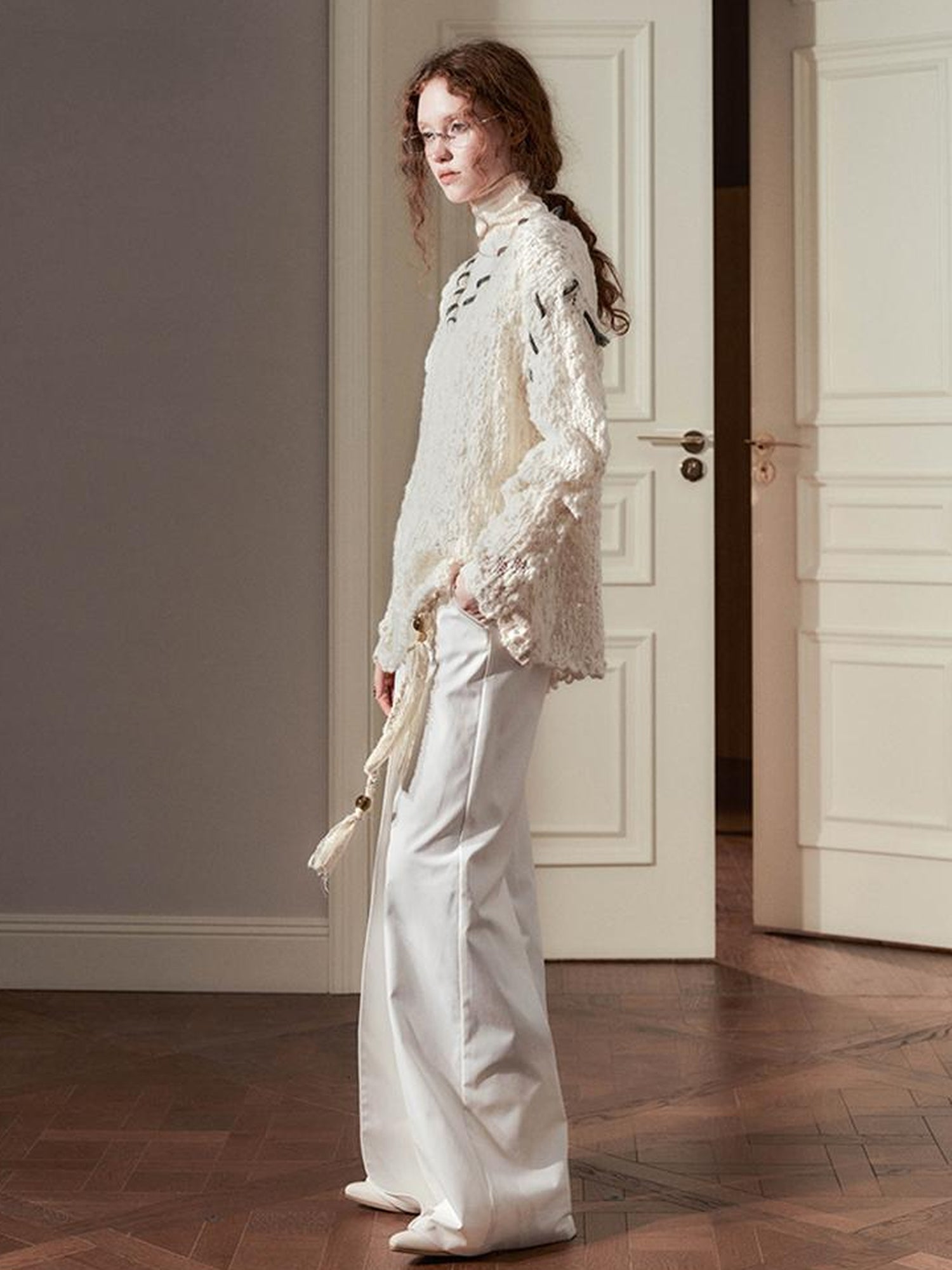 AnnoMundi Sanyu Inspired Flared Trousers With Folded Waist
