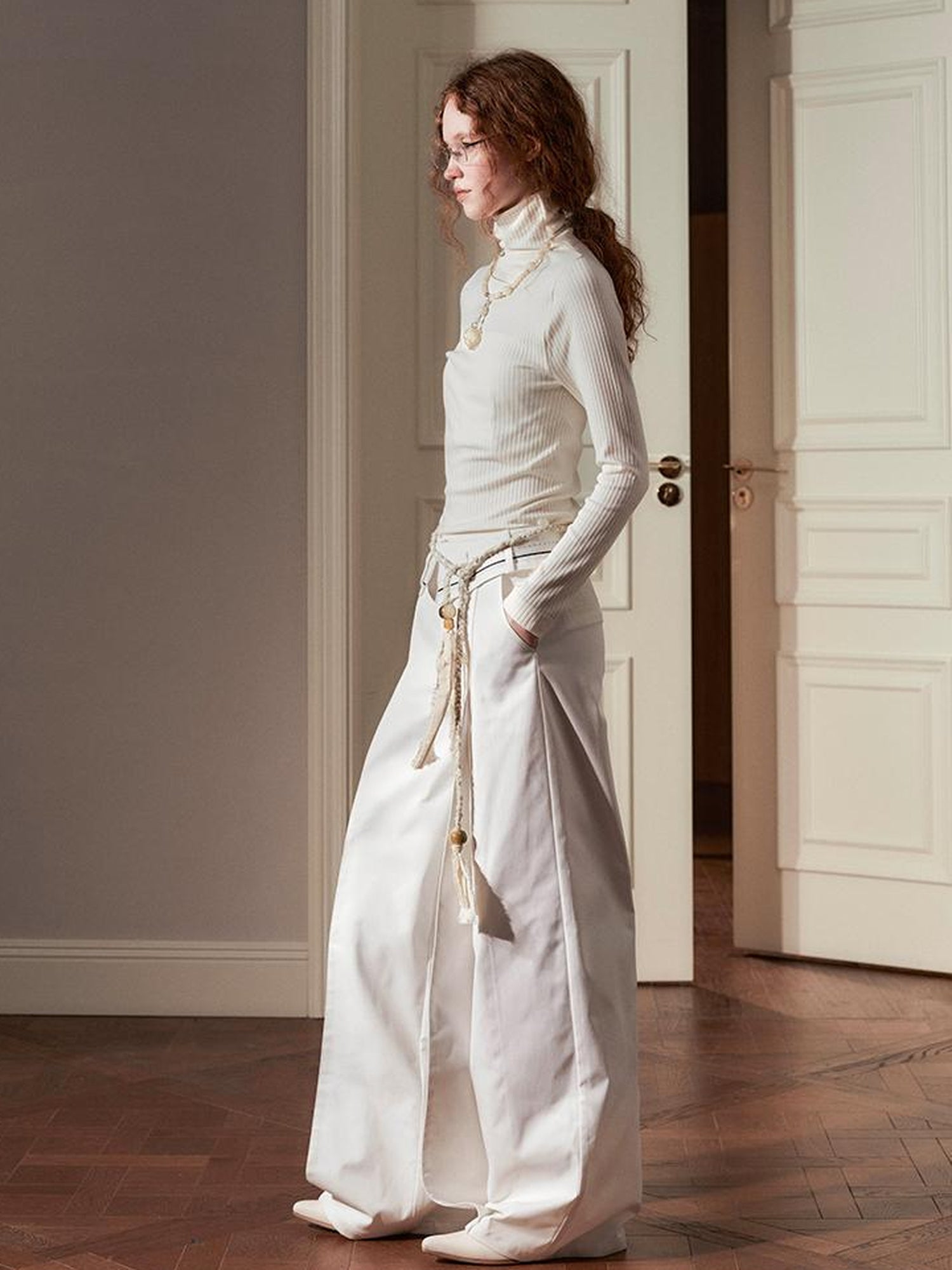 AnnoMundi Sanyu Inspired Flared Trousers With Folded Waist