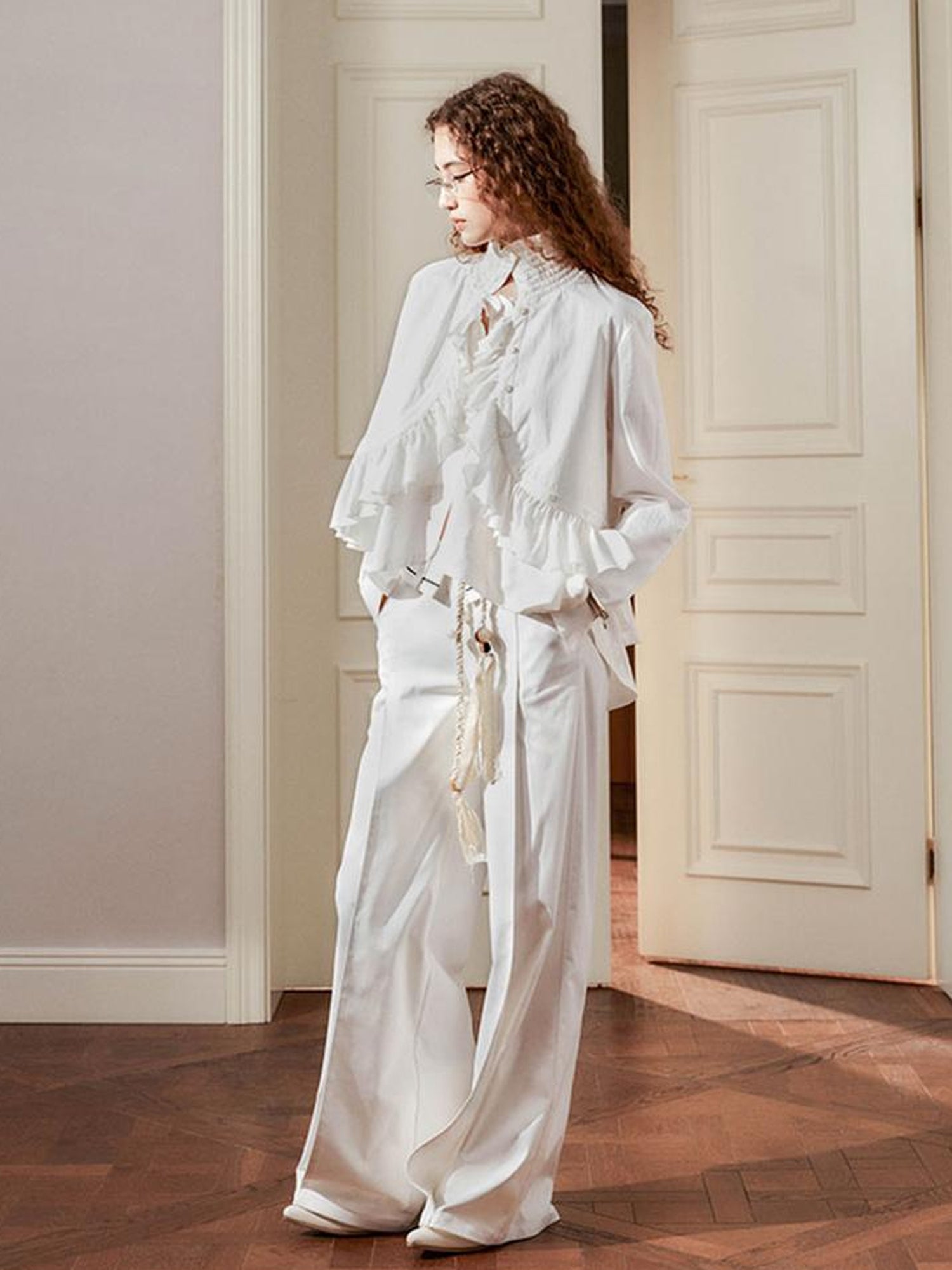 AnnoMundi Sanyu Inspired Flared Trousers With Folded Waist