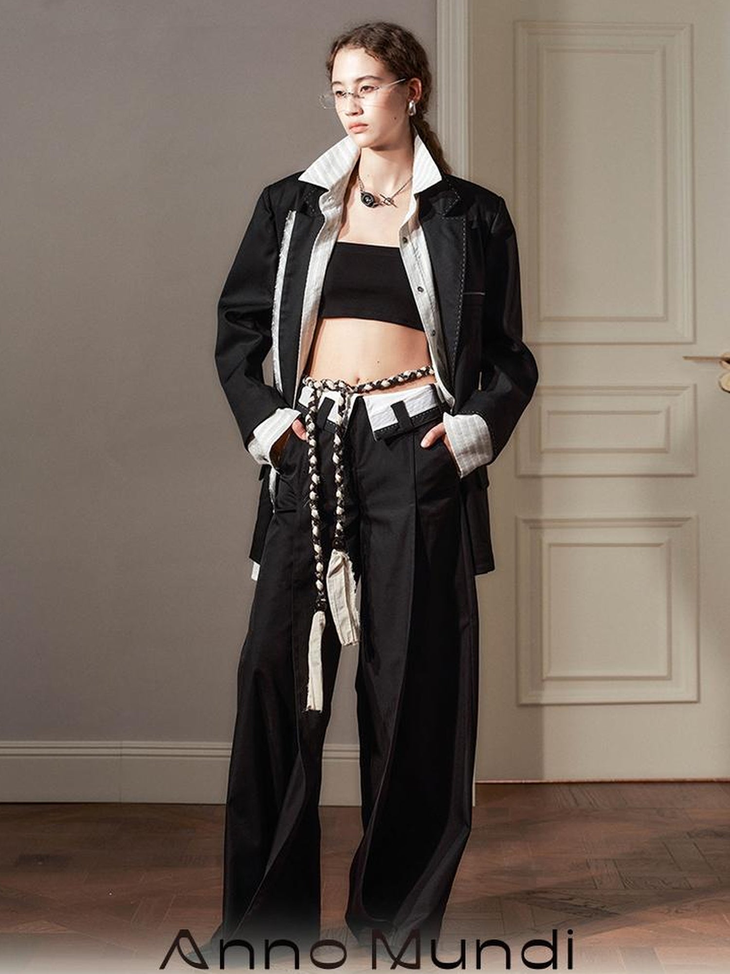 AnnoMundi Sanyu Inspired Flared Trousers With Folded Waist