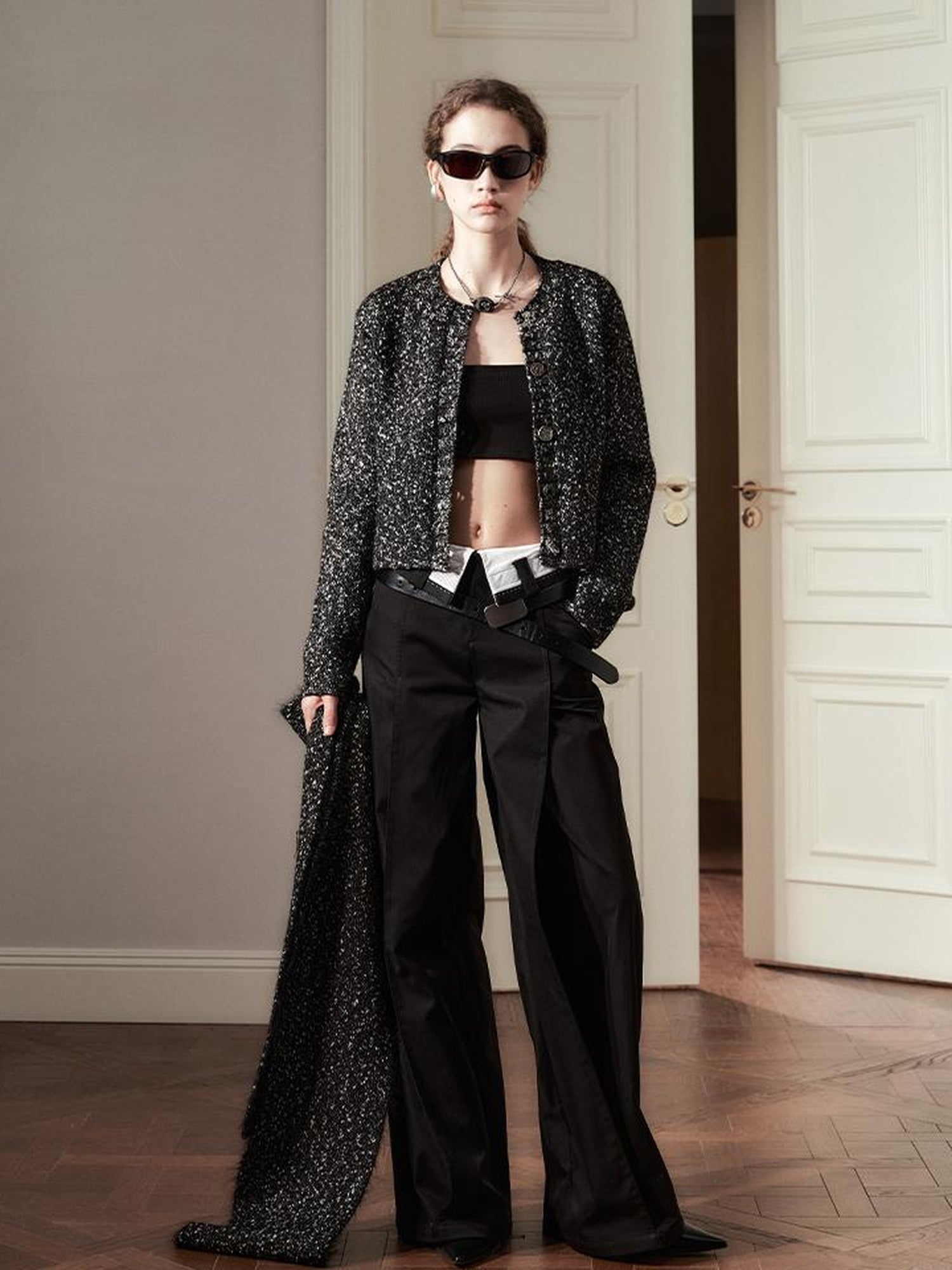 AnnoMundi Sanyu Inspired Flared Trousers With Folded Waist
