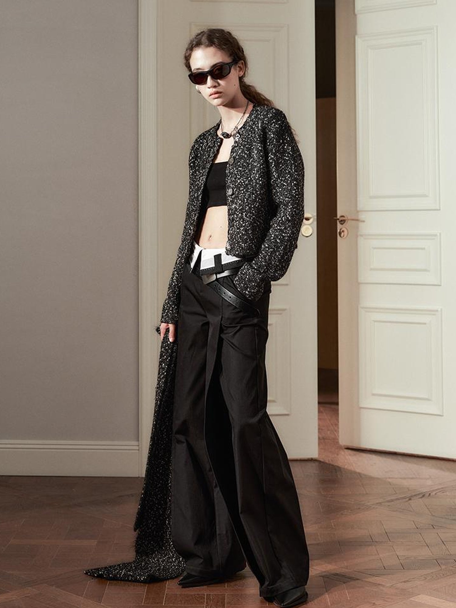 AnnoMundi Sanyu Inspired Flared Trousers With Folded Waist