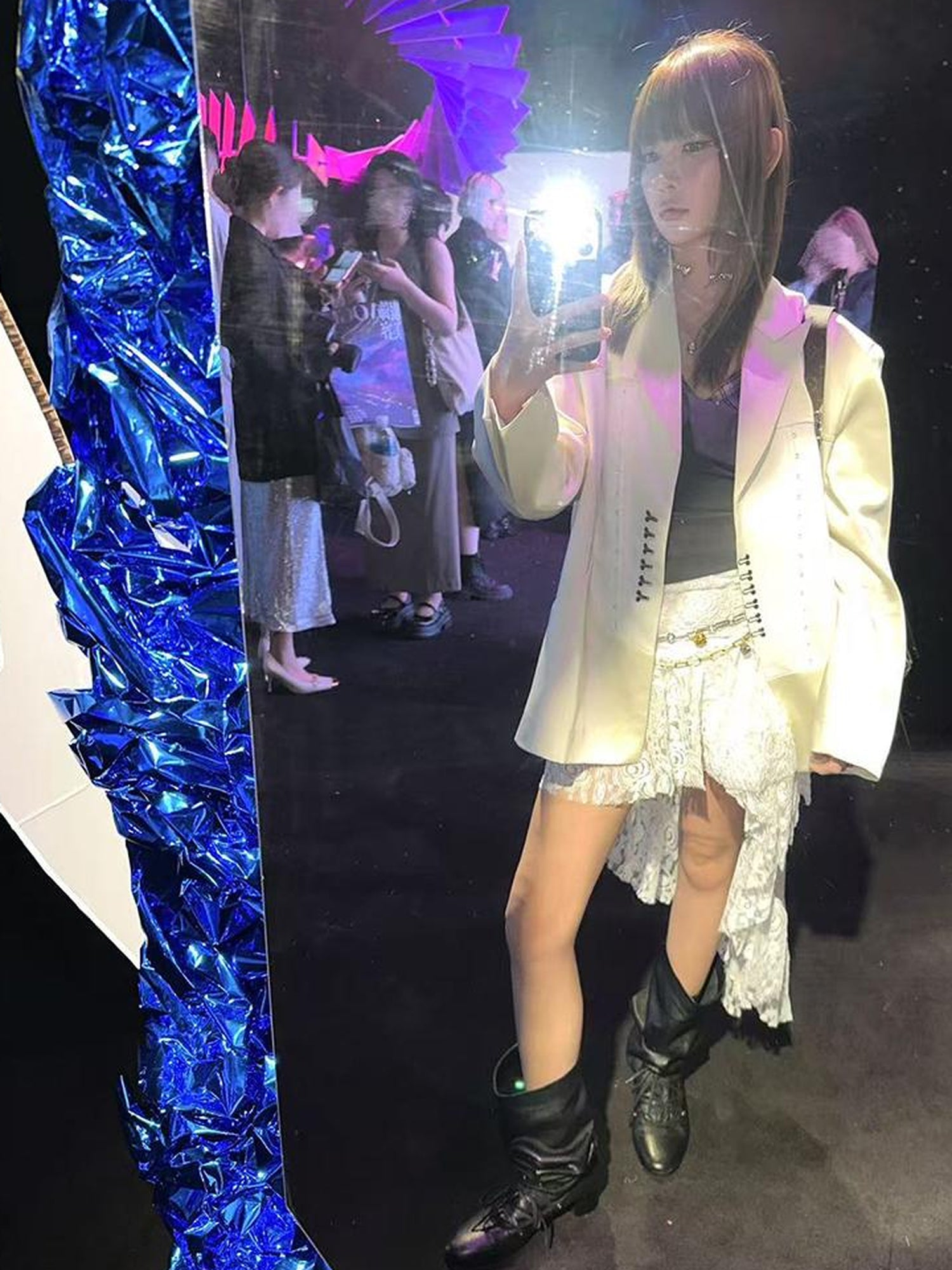 AnnoMundi Satin Boned Soft Armor White Blazer