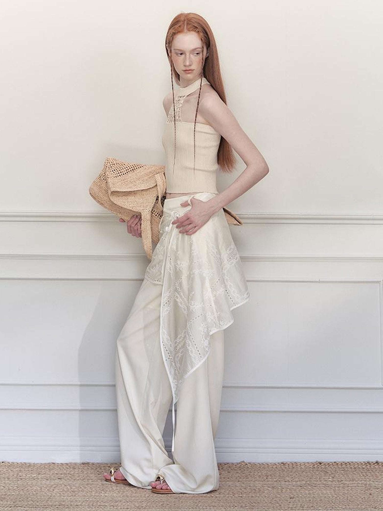 AnnoMundi Sculpted Sheath Trousers With Detachable Lace
