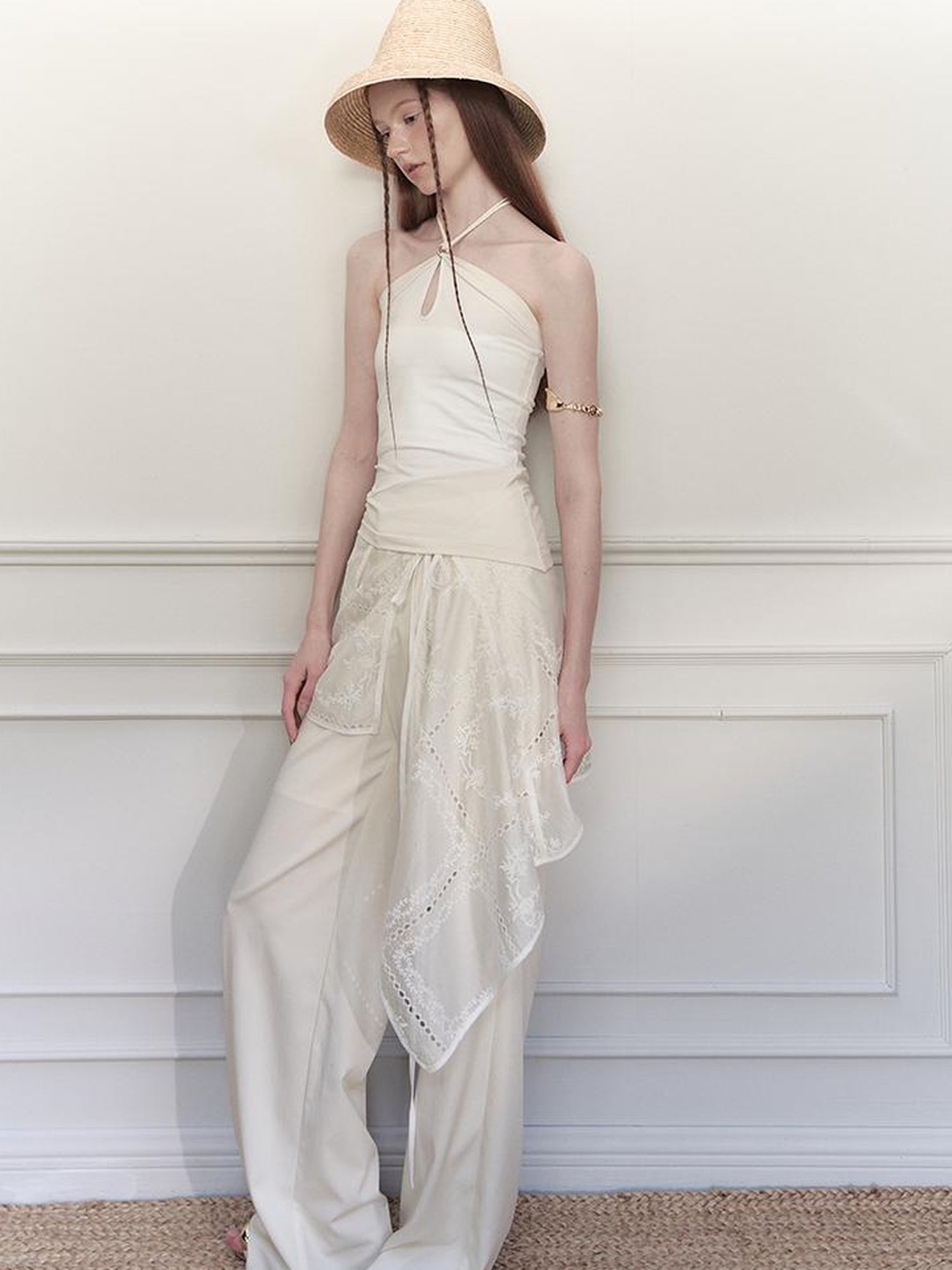 AnnoMundi Sculpted Sheath Trousers With Detachable Lace
