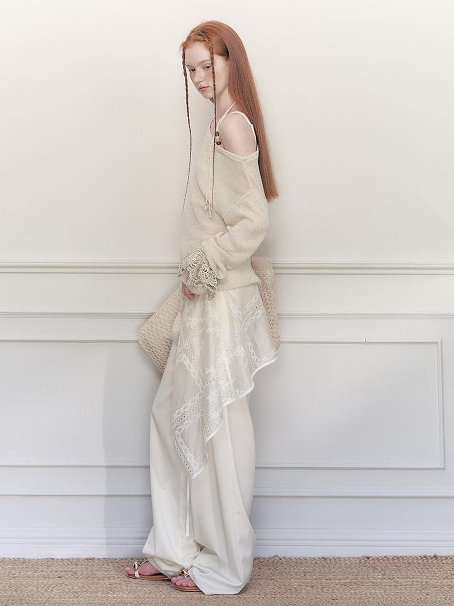 AnnoMundi Sculpted Sheath Trousers With Detachable Lace