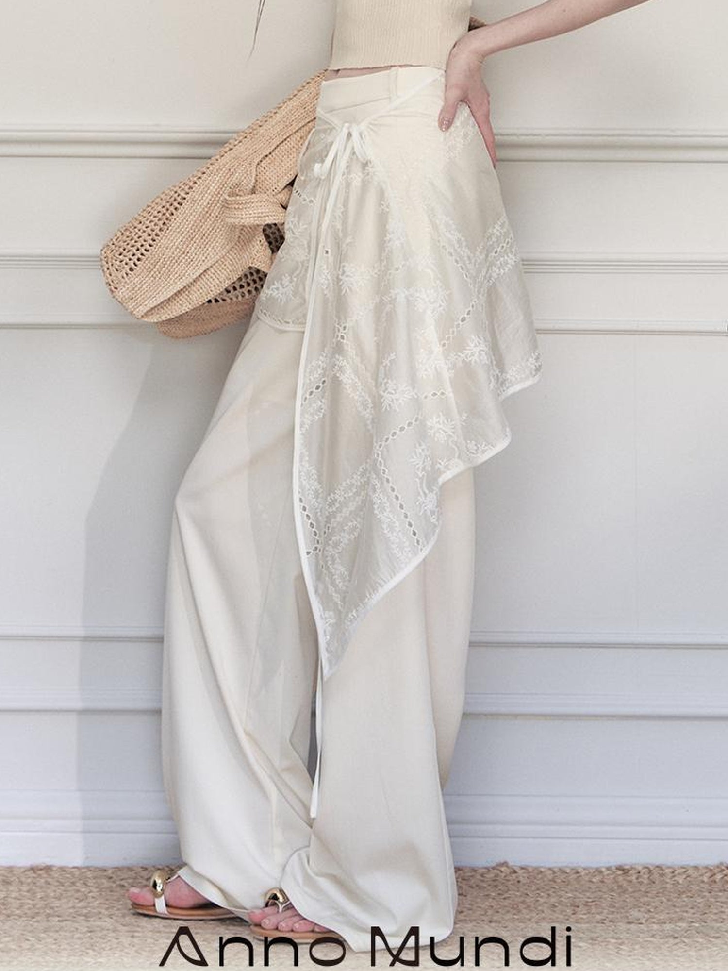 AnnoMundi Sculpted Sheath Trousers With Detachable Lace