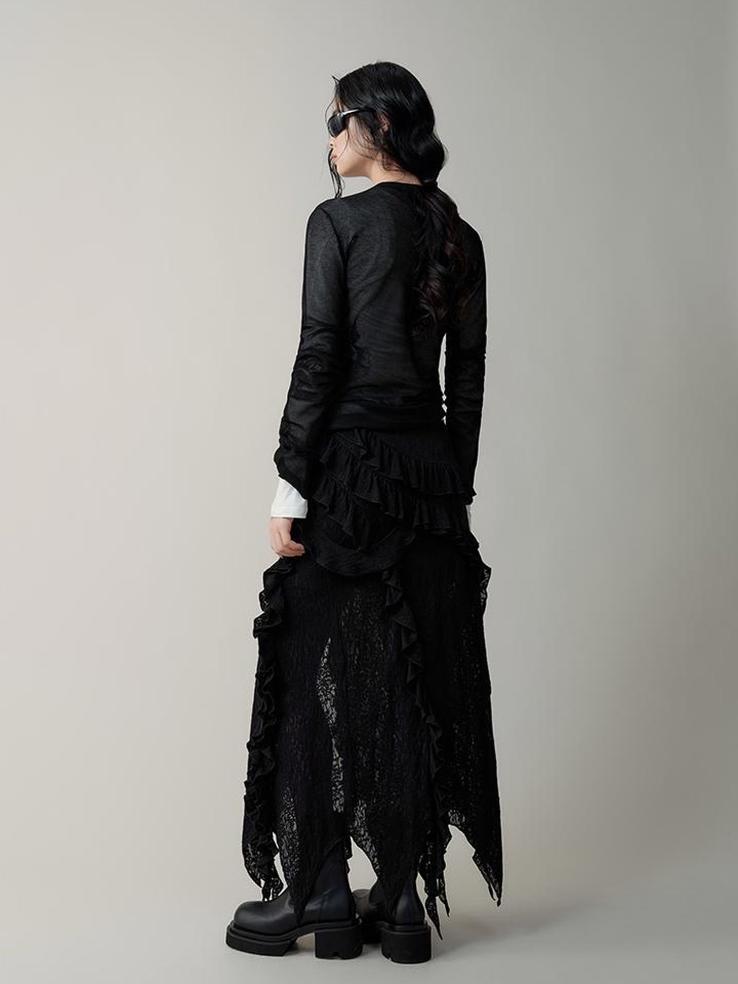 AnnoMundi Semi Sheer Rose Jacquard Knit Tee