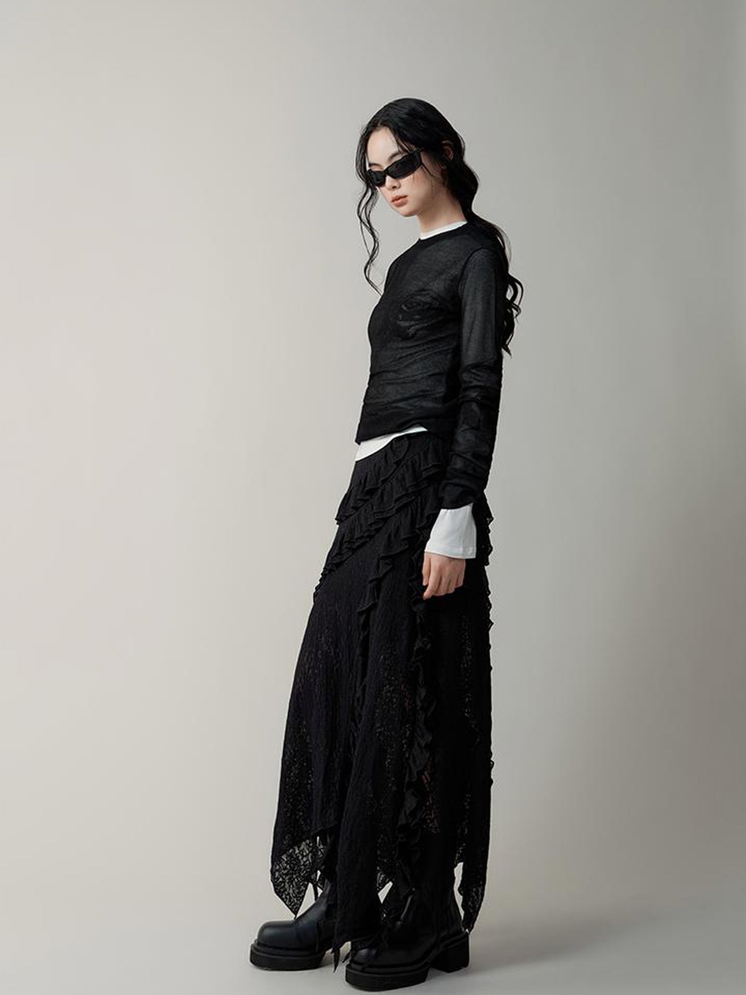 AnnoMundi Semi Sheer Rose Jacquard Knit Tee