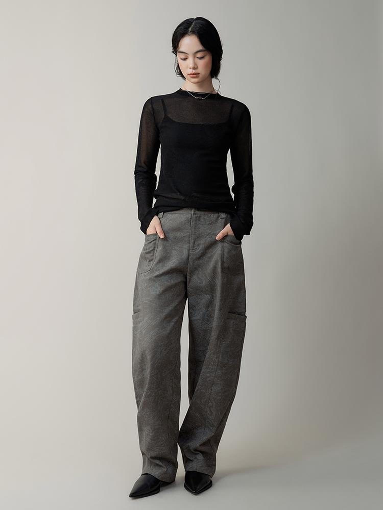 AnnoMundi Semi Sheer Rose Jacquard Knit Tee