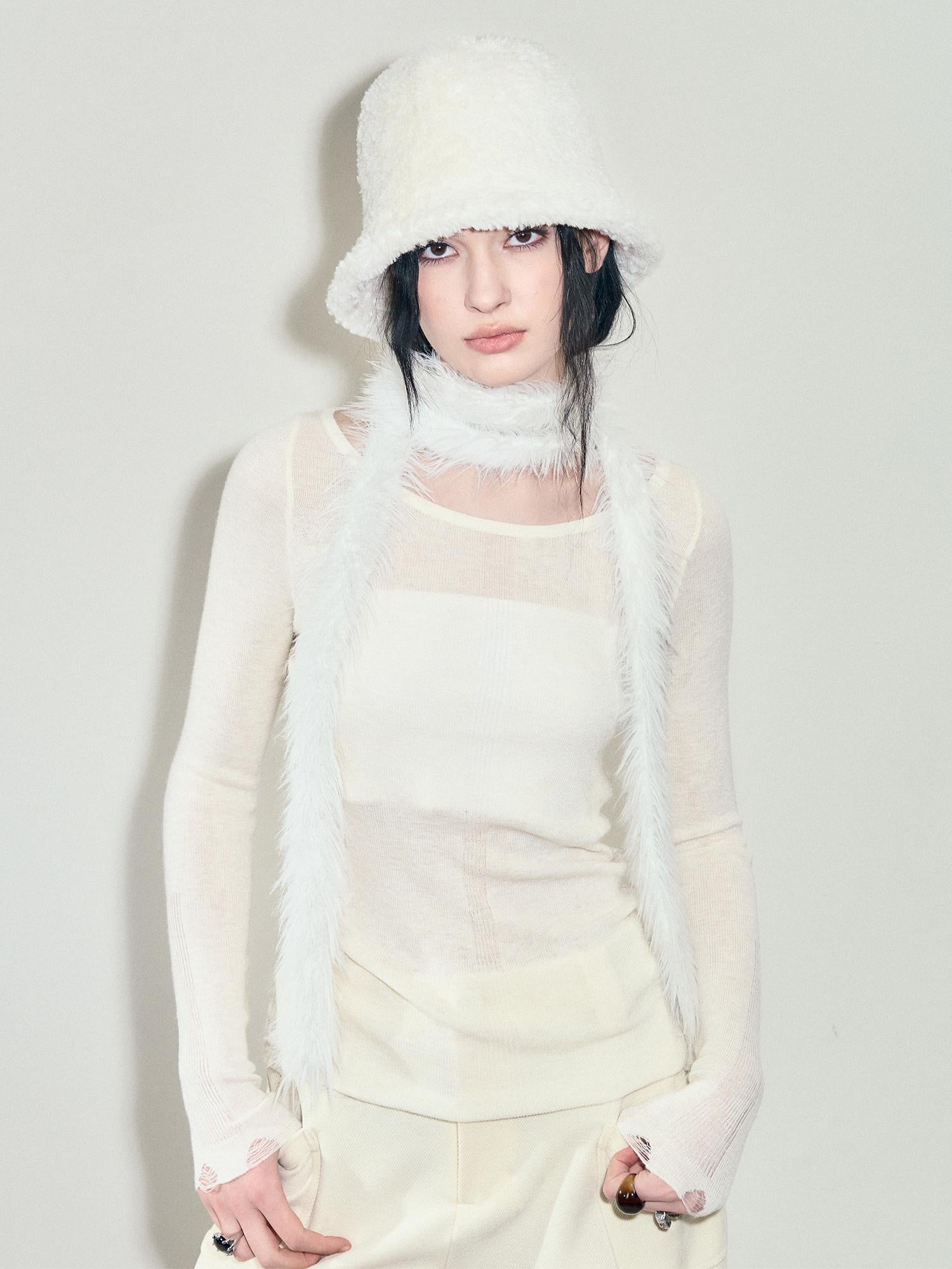 AnnoMundi Semi Sheer Wool Knit Sweater Winter Boho Casual Crewneck Top