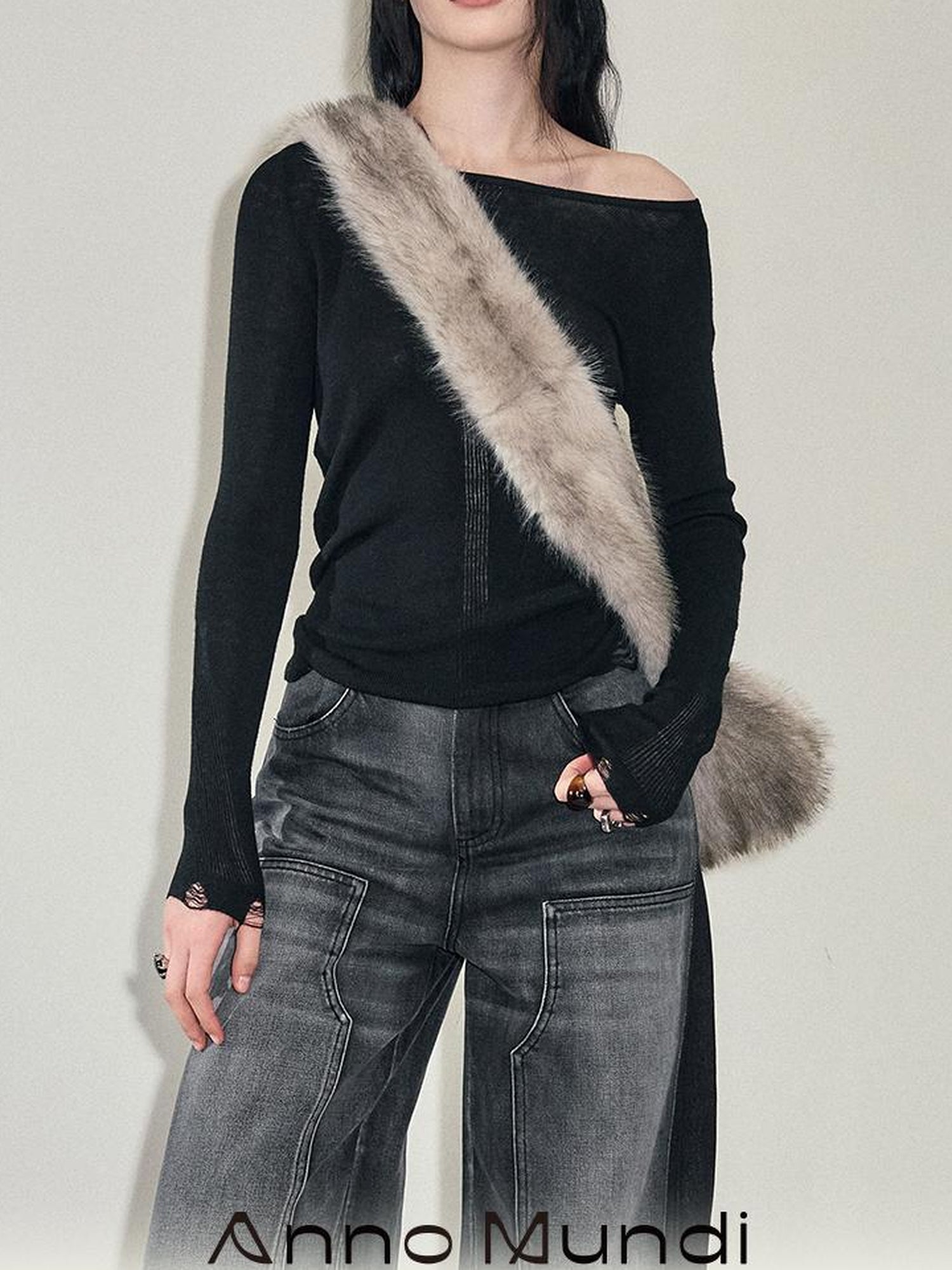 AnnoMundi Semi Sheer Wool Knit Sweater Winter Boho Casual Crewneck Top