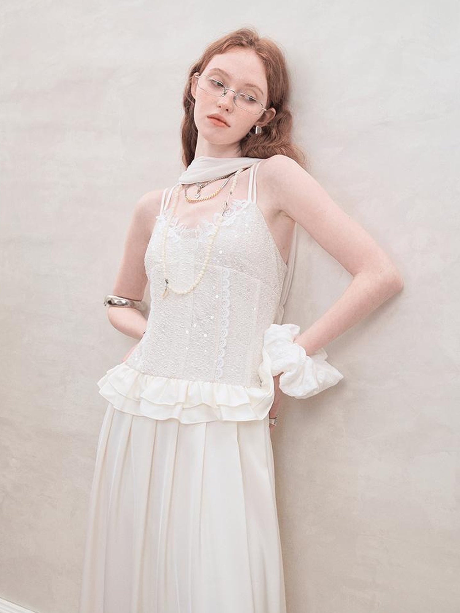 AnnoMundi Sequin Lace Slip Maxi Dress