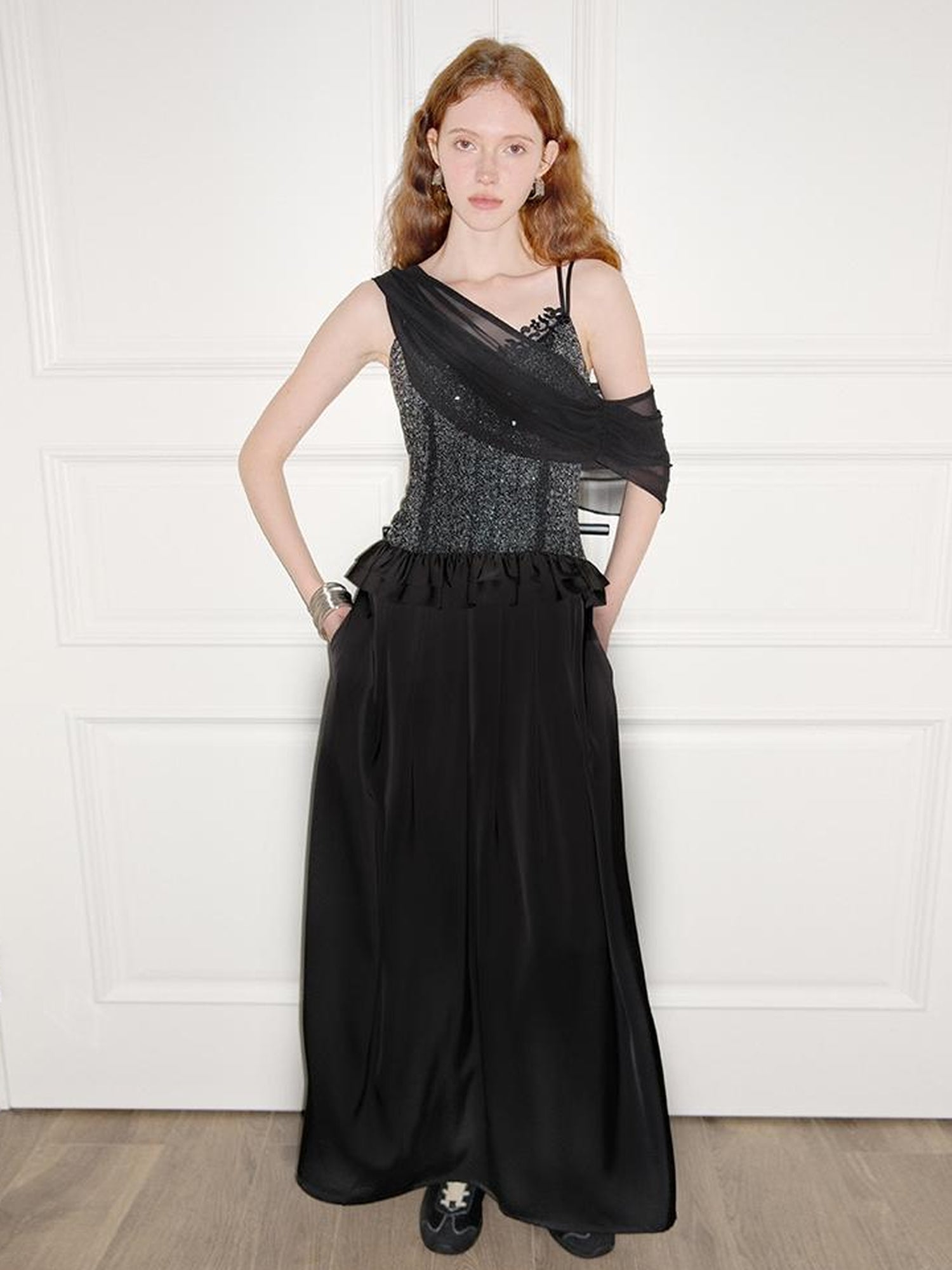 AnnoMundi Sequin Lace Slip Maxi Dress