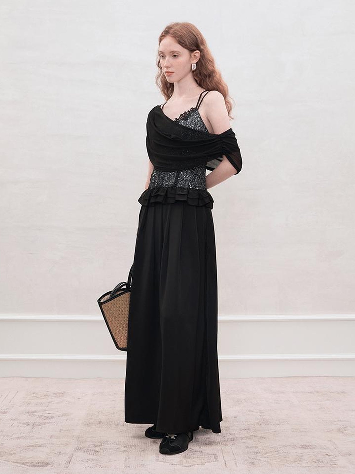AnnoMundi Sequin Lace Slip Maxi Dress
