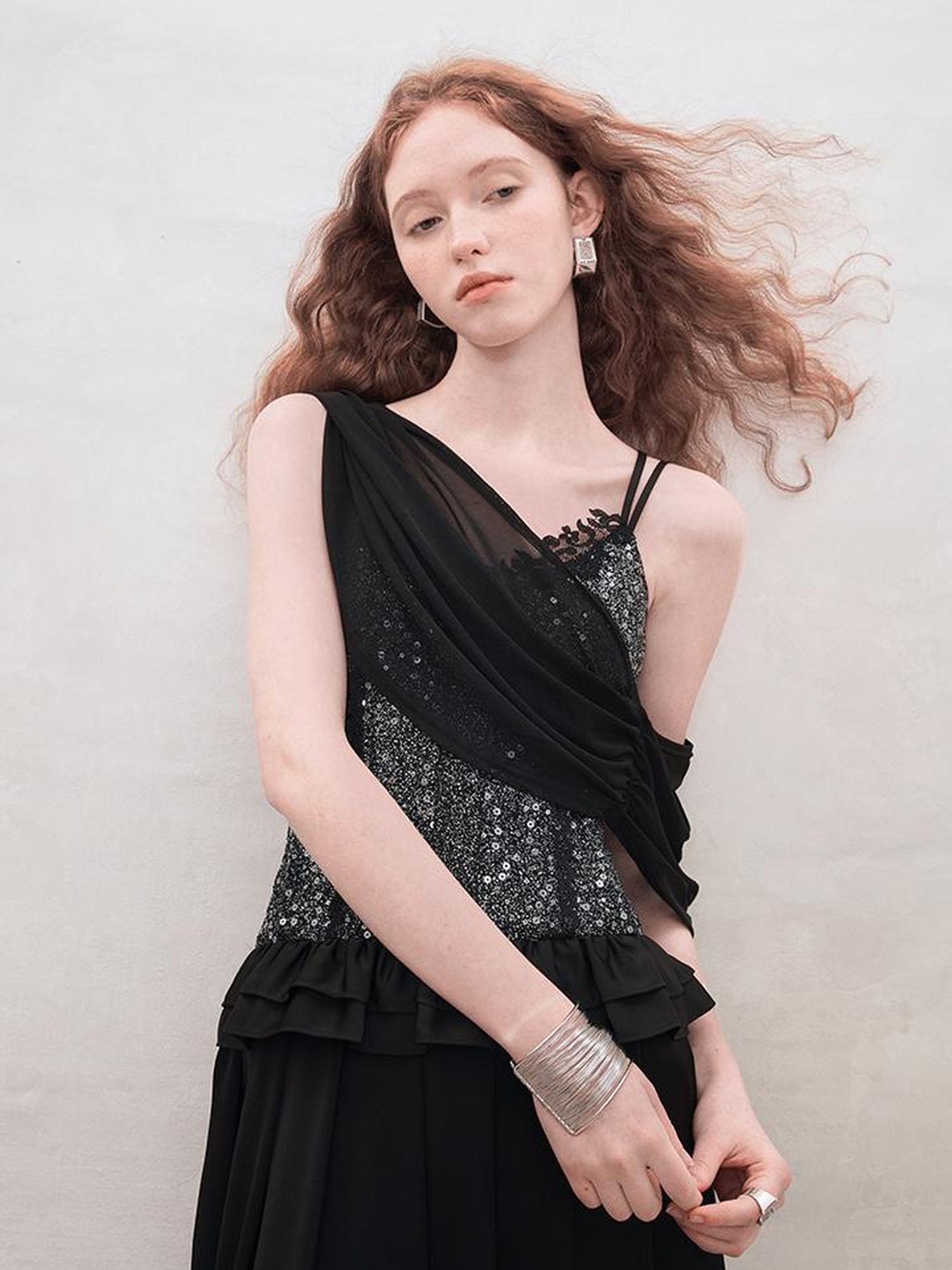 AnnoMundi Sequin Lace Slip Maxi Dress