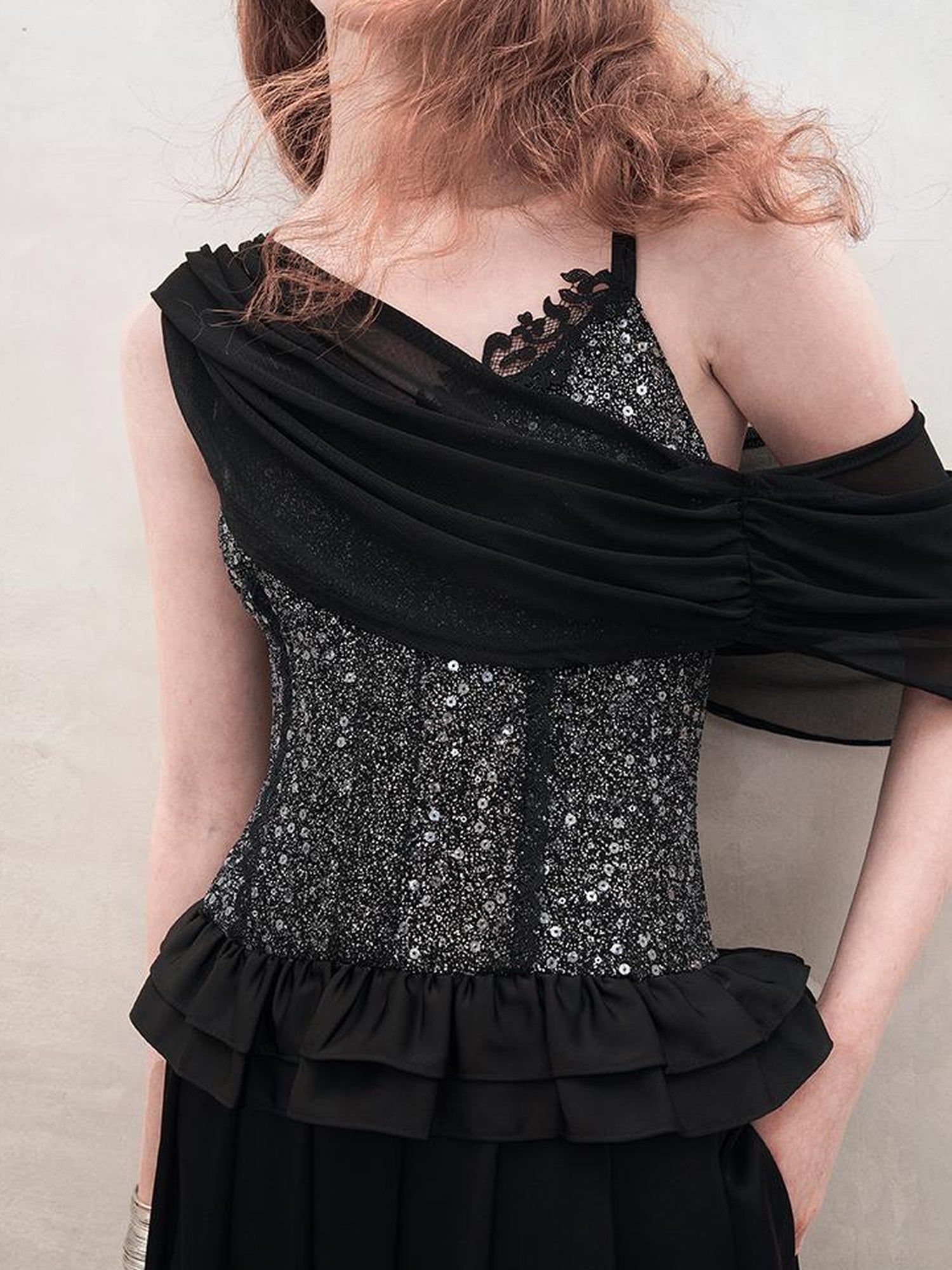 AnnoMundi Sequin Lace Slip Maxi Dress
