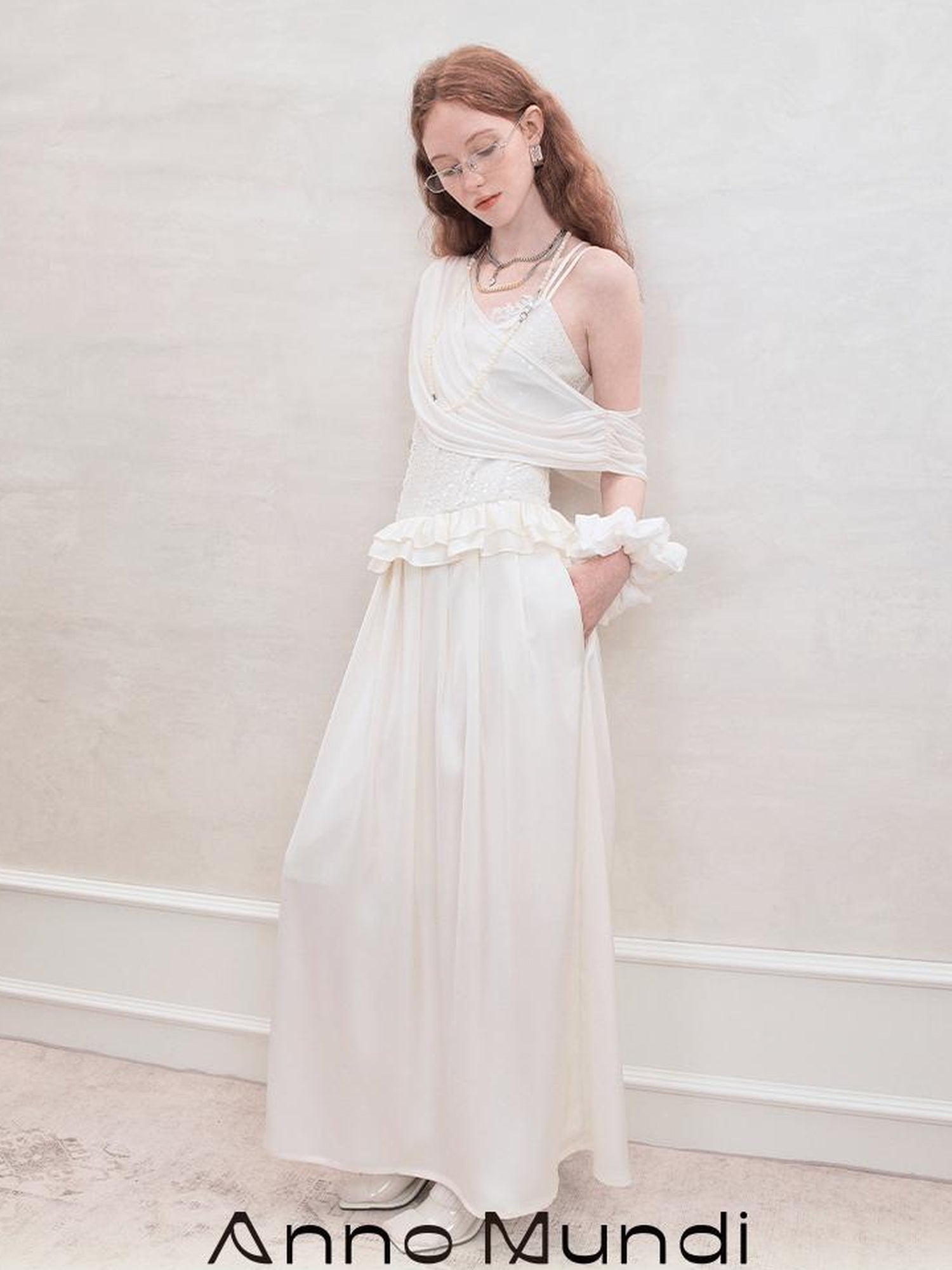 AnnoMundi Sequin Lace Slip Maxi Dress