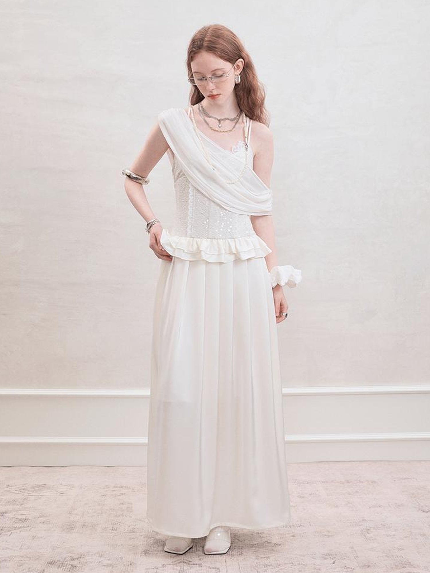 AnnoMundi Sequin Lace Slip Maxi Dress