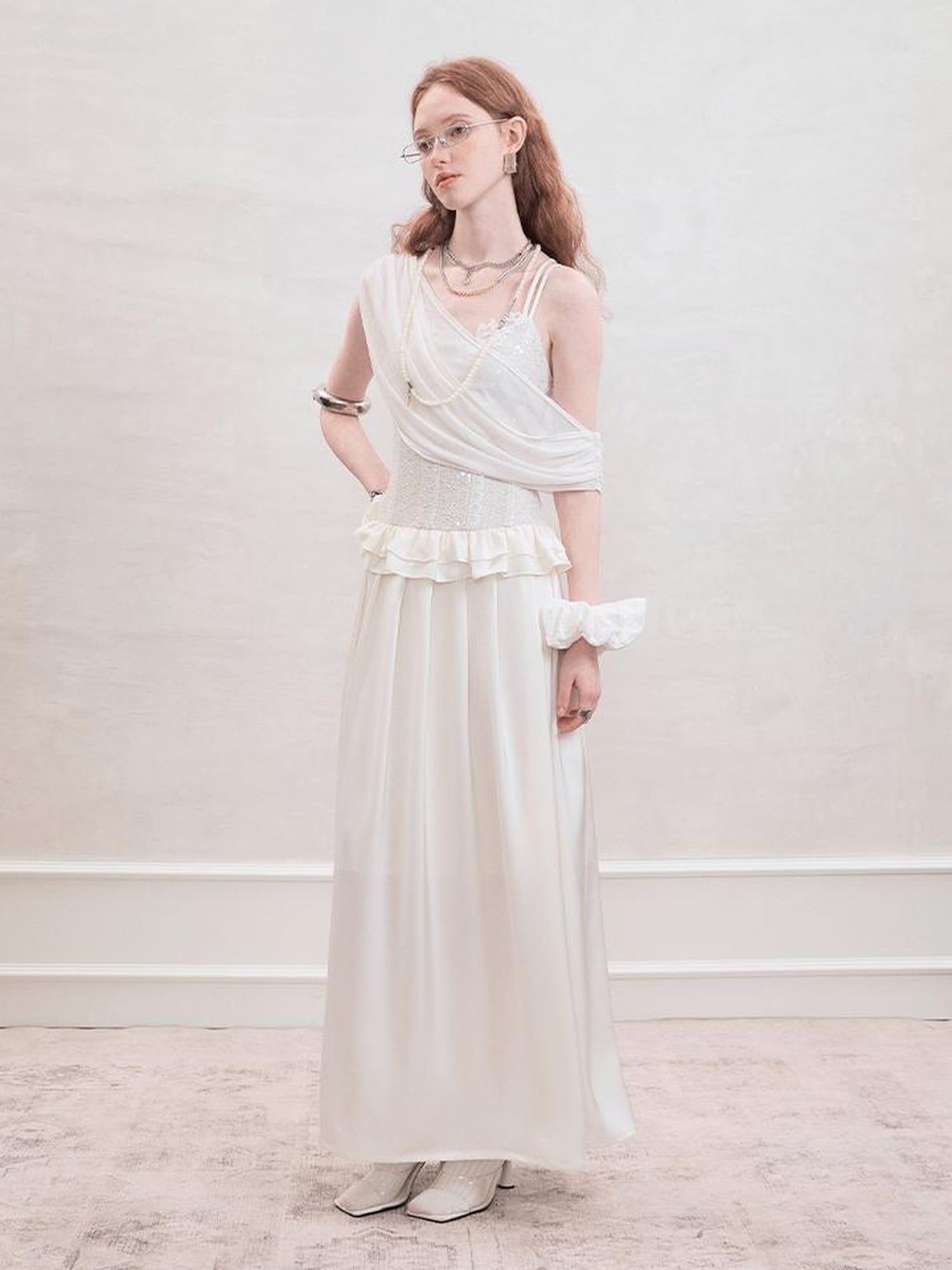 AnnoMundi Sequin Lace Slip Maxi Dress
