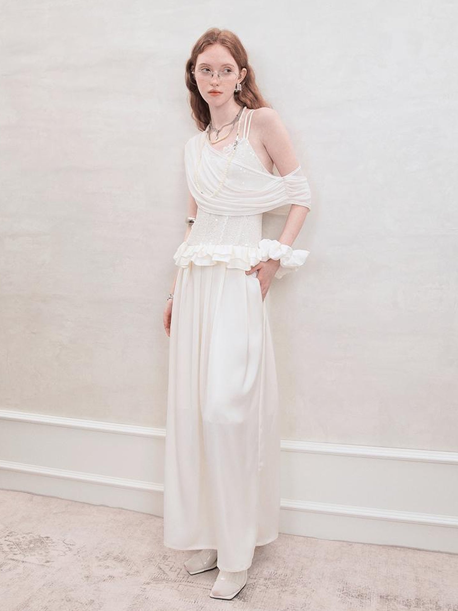 AnnoMundi Sequin Lace Slip Maxi Dress