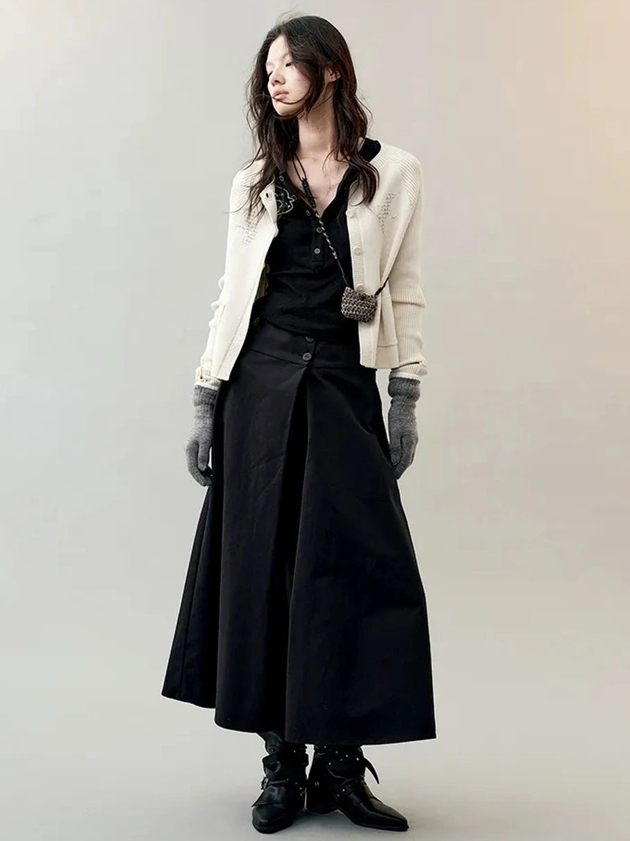 AnnoMundi Shadow Bird Embroidered Cardigan V-neck T-shirt Long Sleeve Cardigan