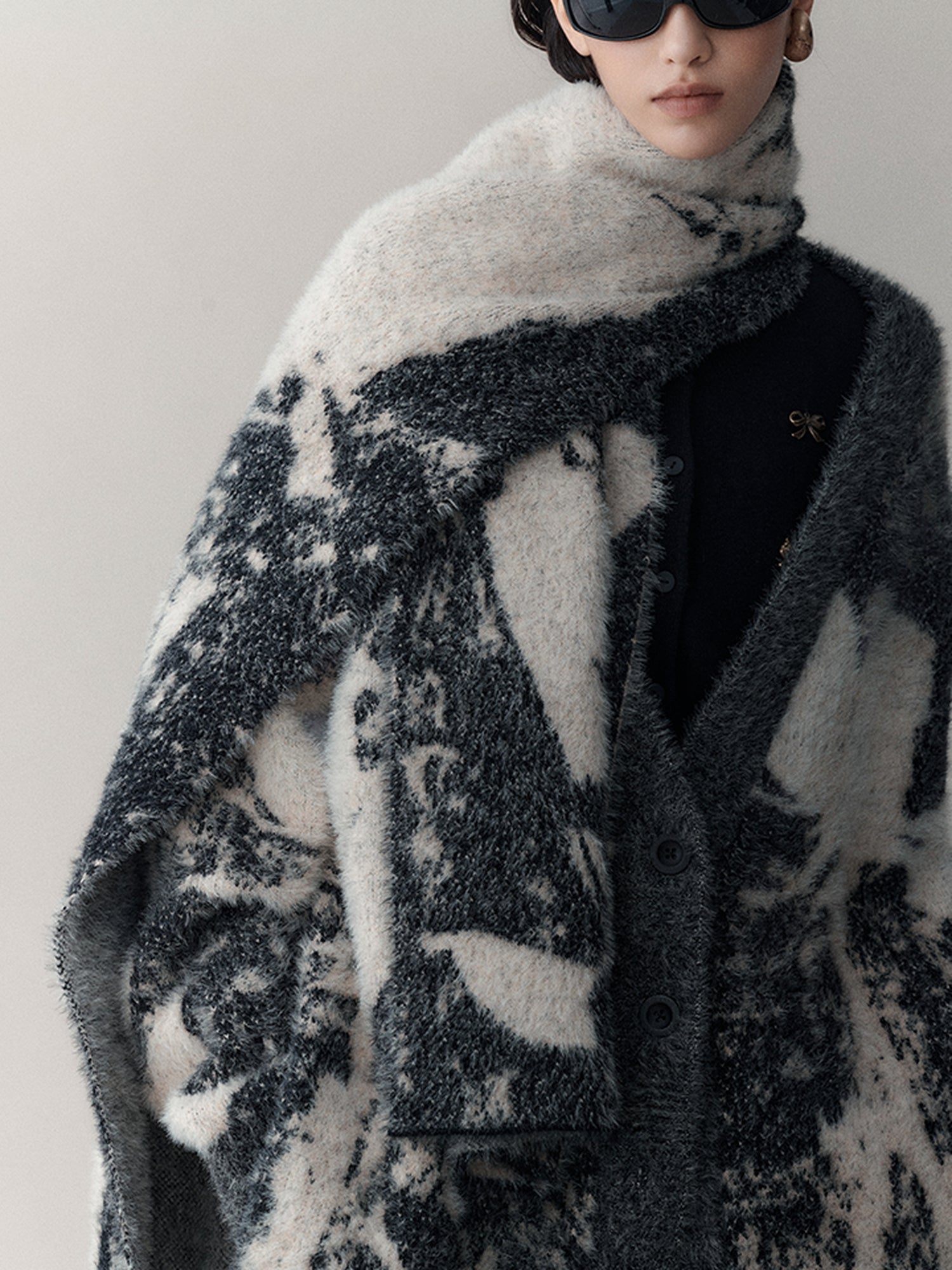 AnnoMundi Shadow Bloom Loose Knit Cardigan Coat
