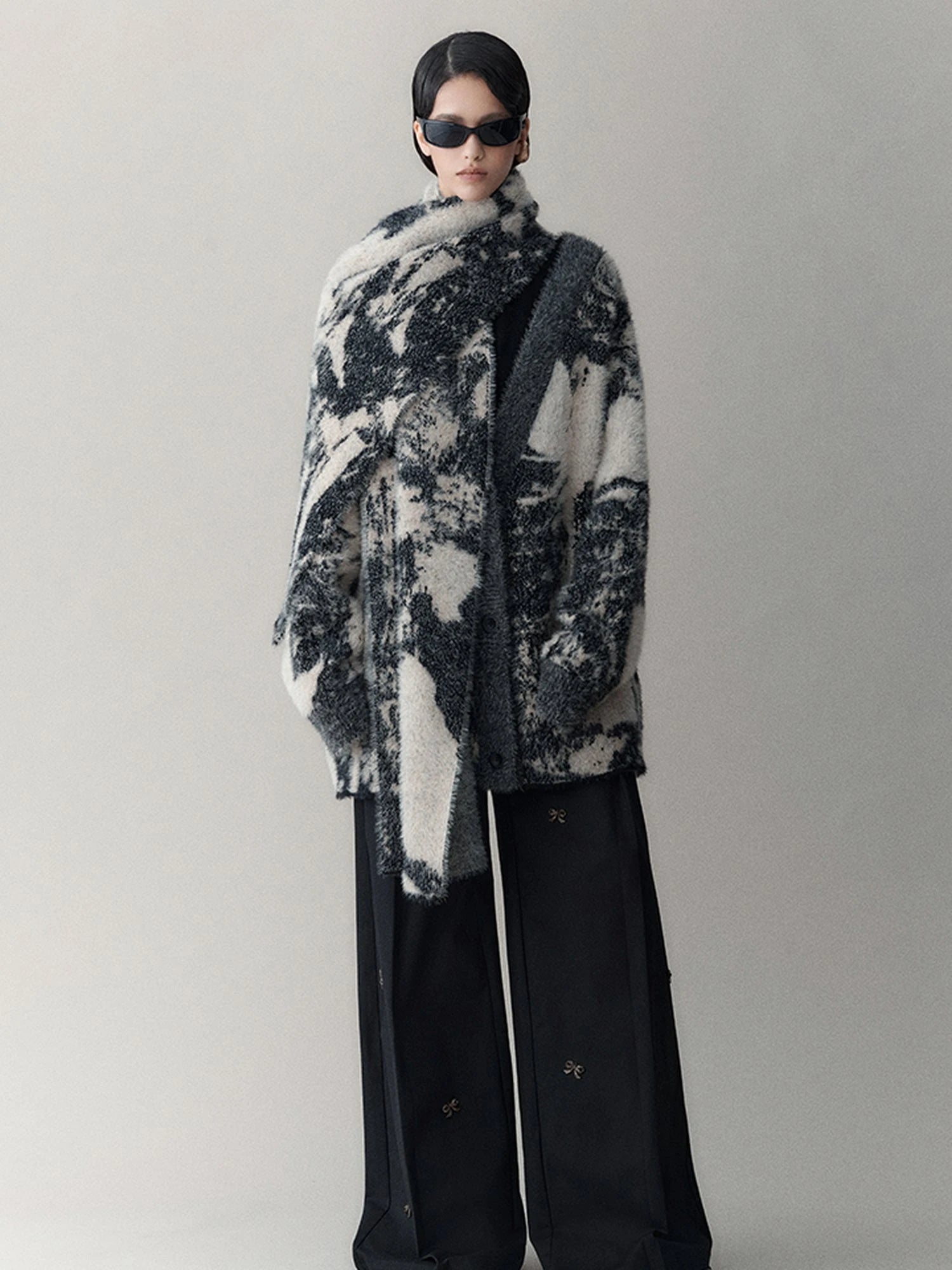 Shadow Bloom Loose Knit Cardigan Coat