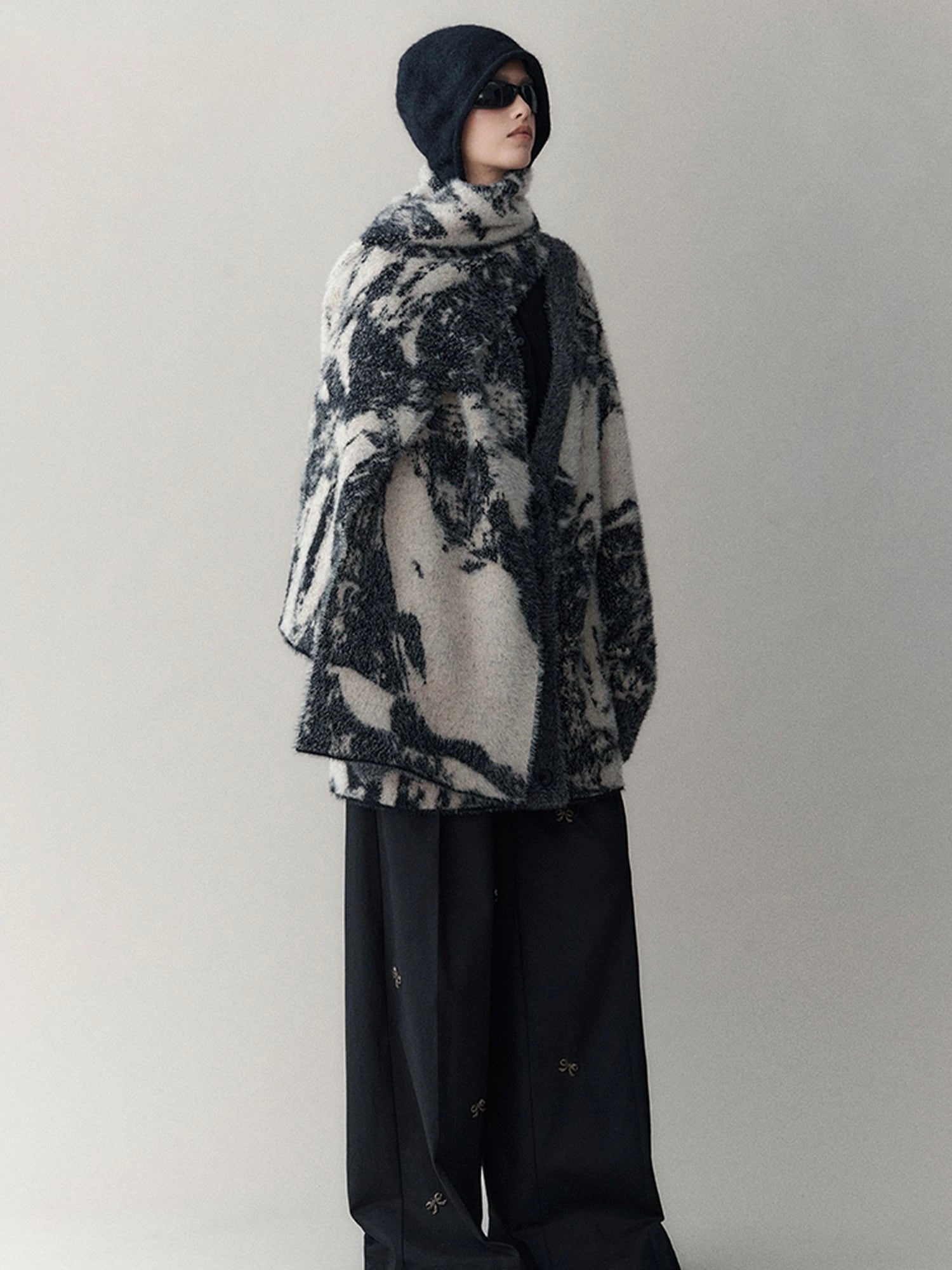 Shadow Bloom Loose Knit Cardigan Coat