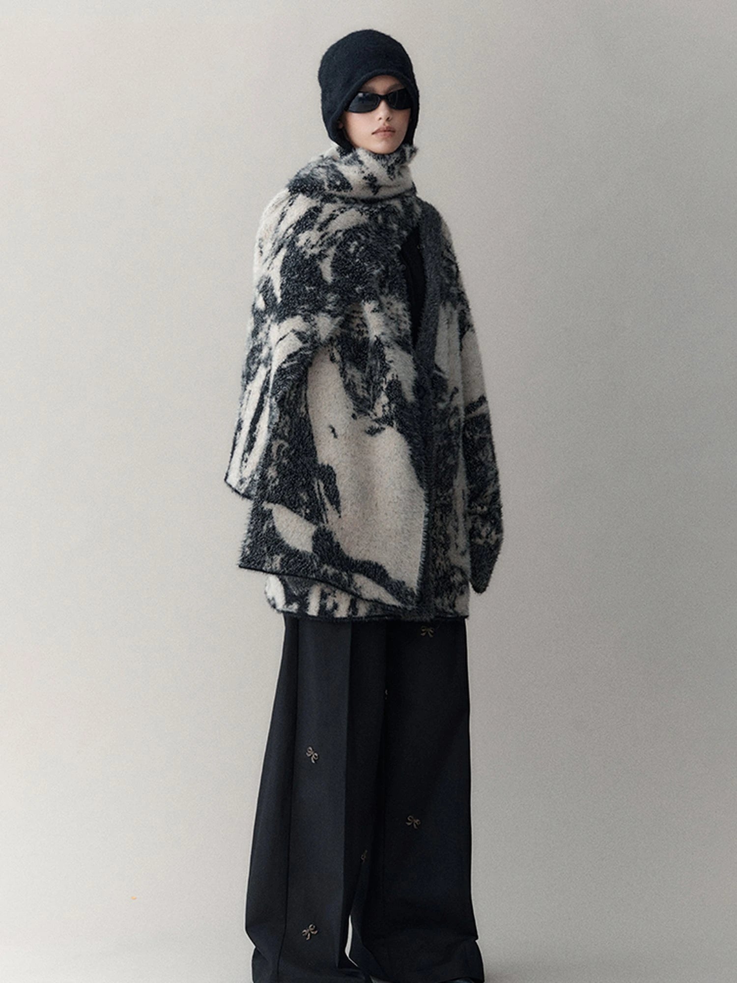 Shadow Bloom Loose Knit Cardigan Coat