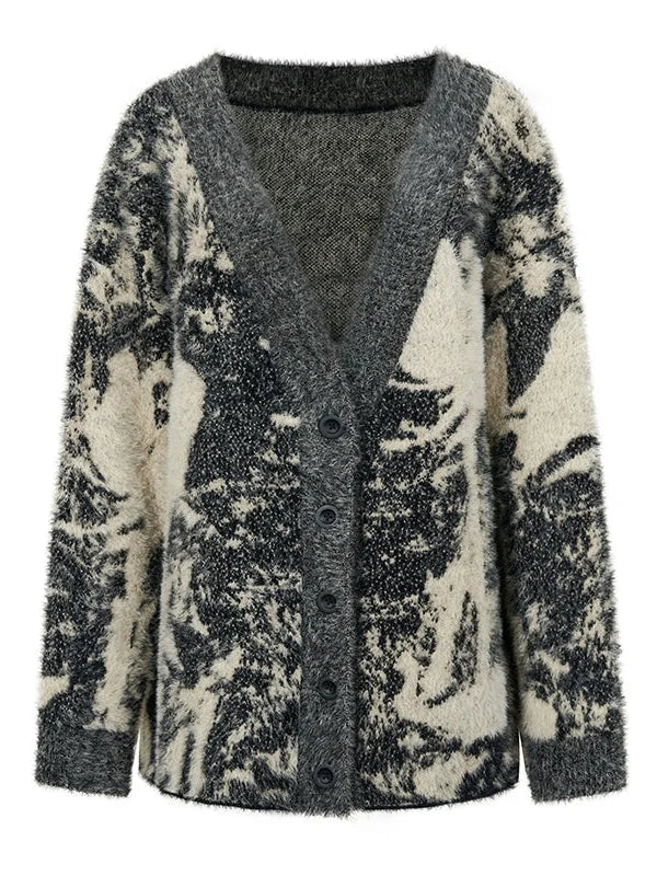 Shadow Bloom Loose Knit Cardigan Coat
