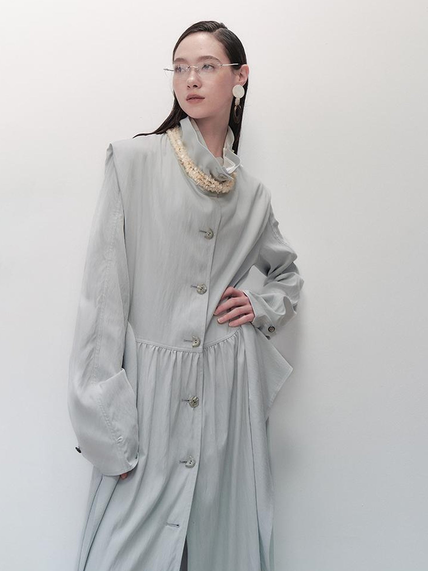 AnnoMundi Sharp Fold Asymmetrical Trench Dress