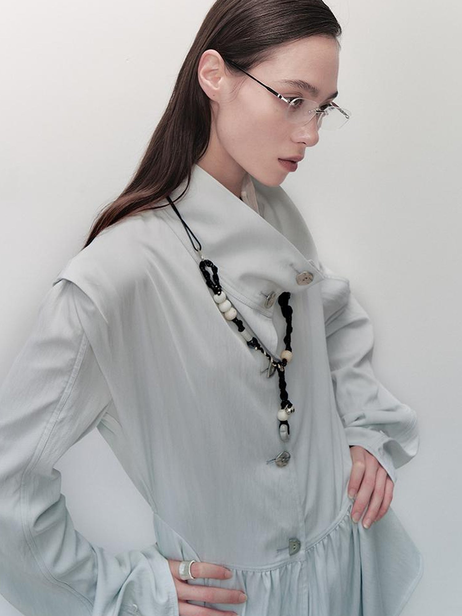AnnoMundi Sharp Fold Asymmetrical Trench Dress