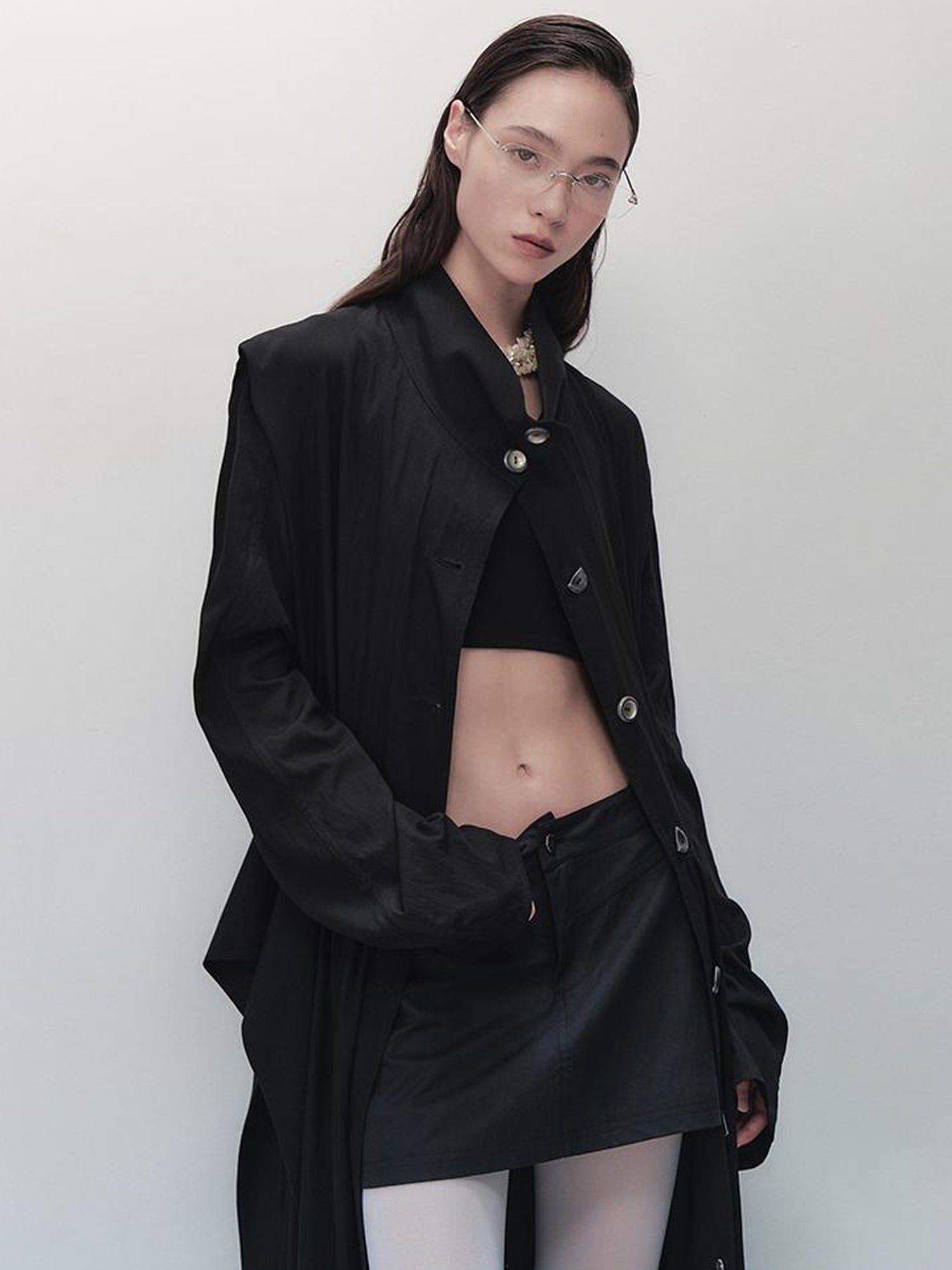 AnnoMundi Sharp Fold Asymmetrical Trench Dress