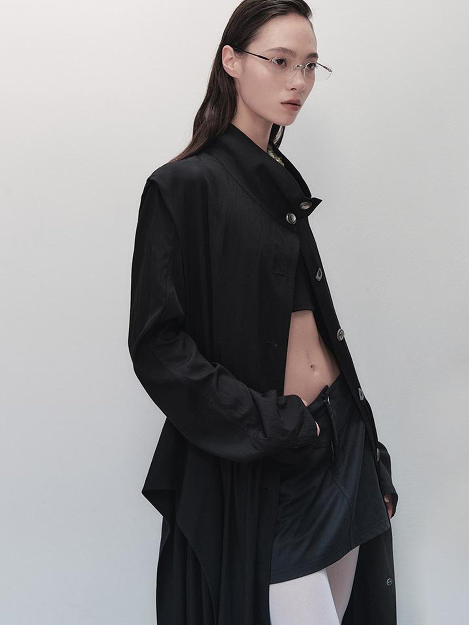AnnoMundi Sharp Fold Asymmetrical Trench Dress