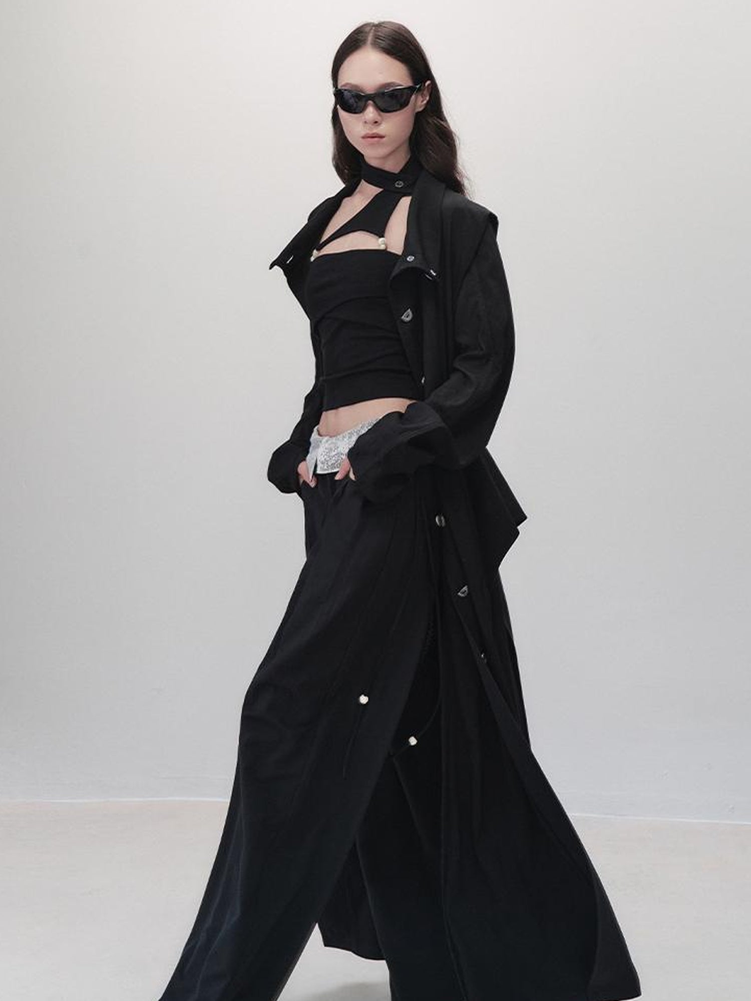 AnnoMundi Sharp Fold Asymmetrical Trench Dress
