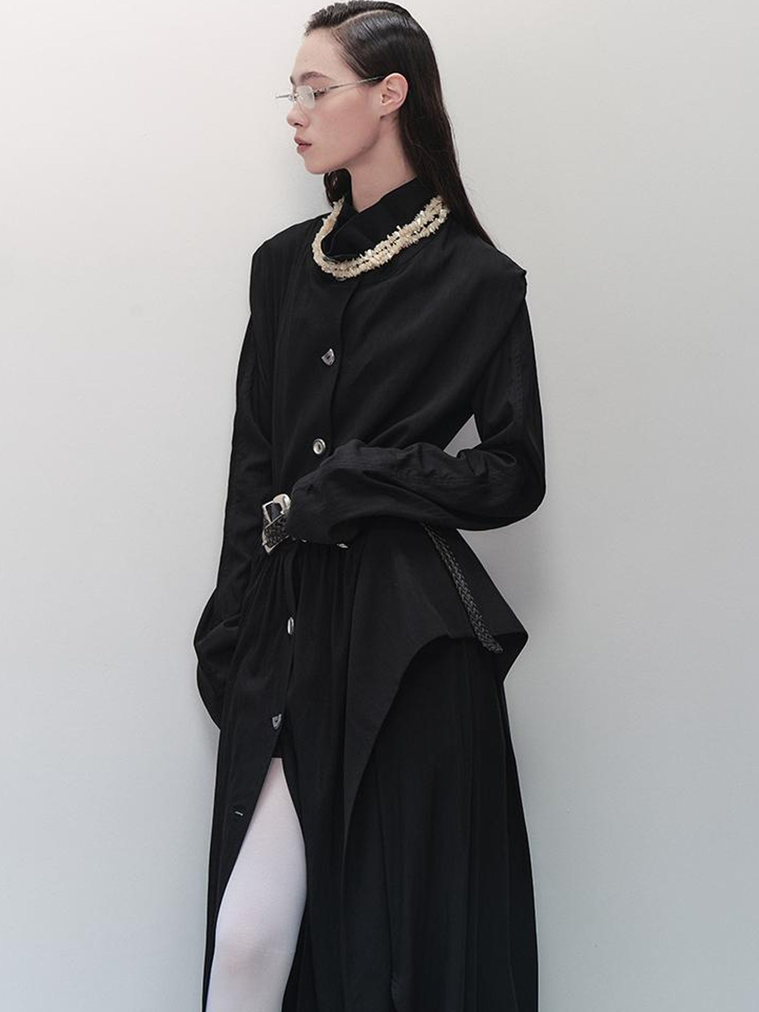 AnnoMundi Sharp Fold Asymmetrical Trench Dress