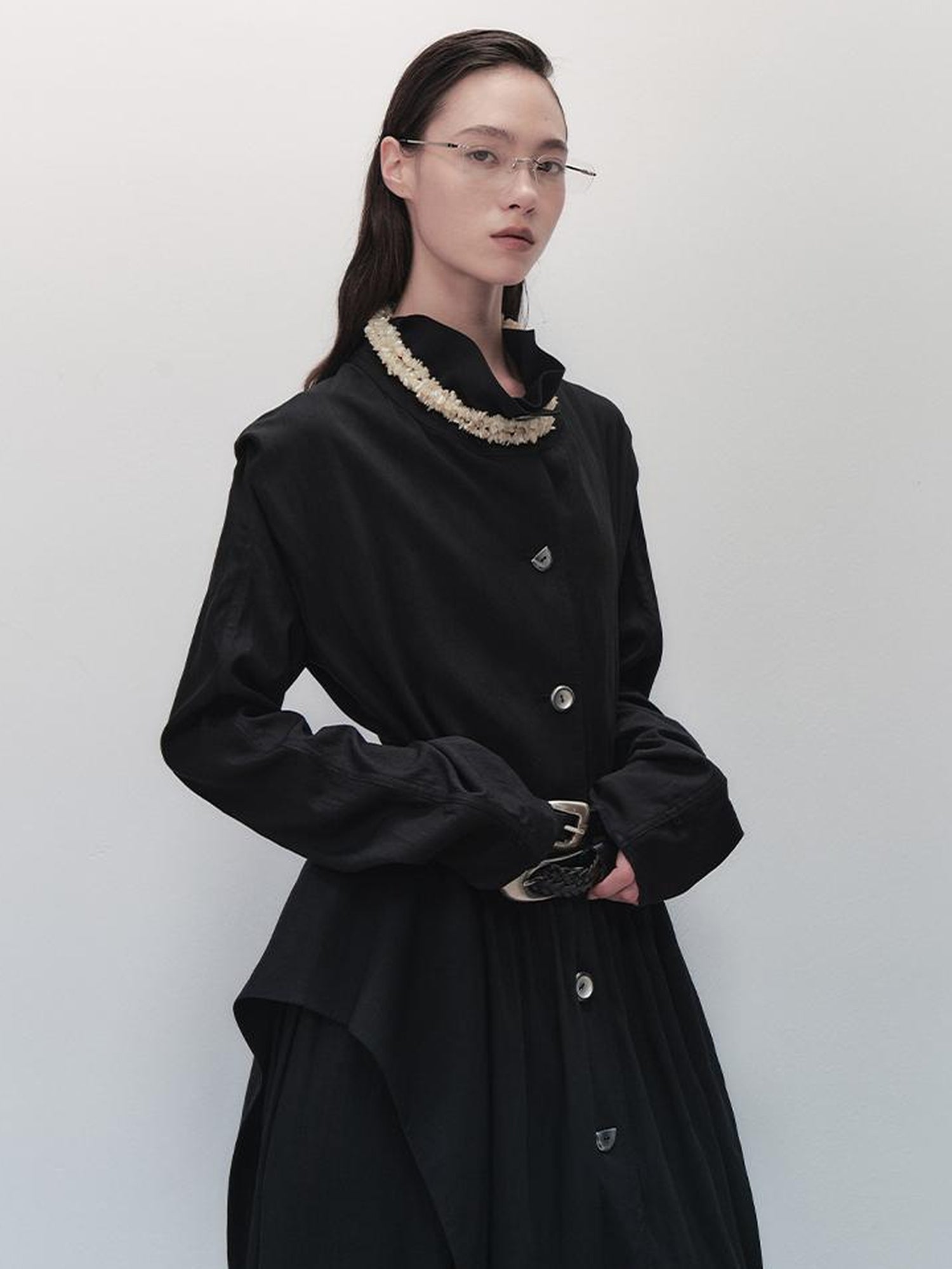 AnnoMundi Sharp Fold Asymmetrical Trench Dress