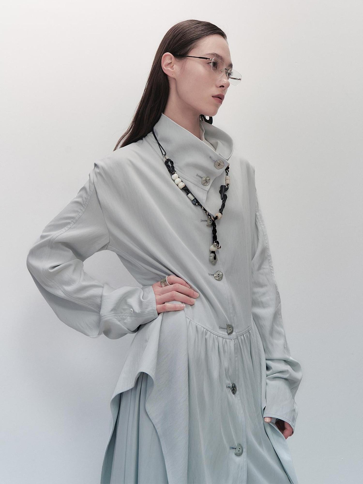 AnnoMundi Sharp Fold Asymmetrical Trench Dress