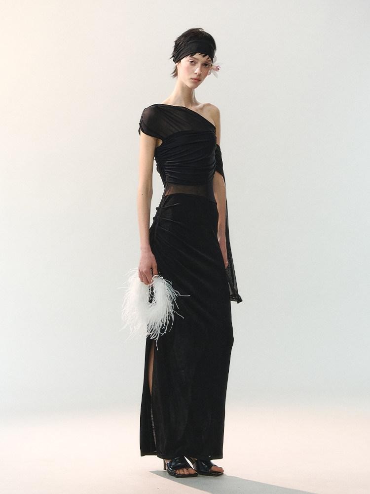 AnnoMundi Sheer Dark Pattern Asymmetrical Draped Women&